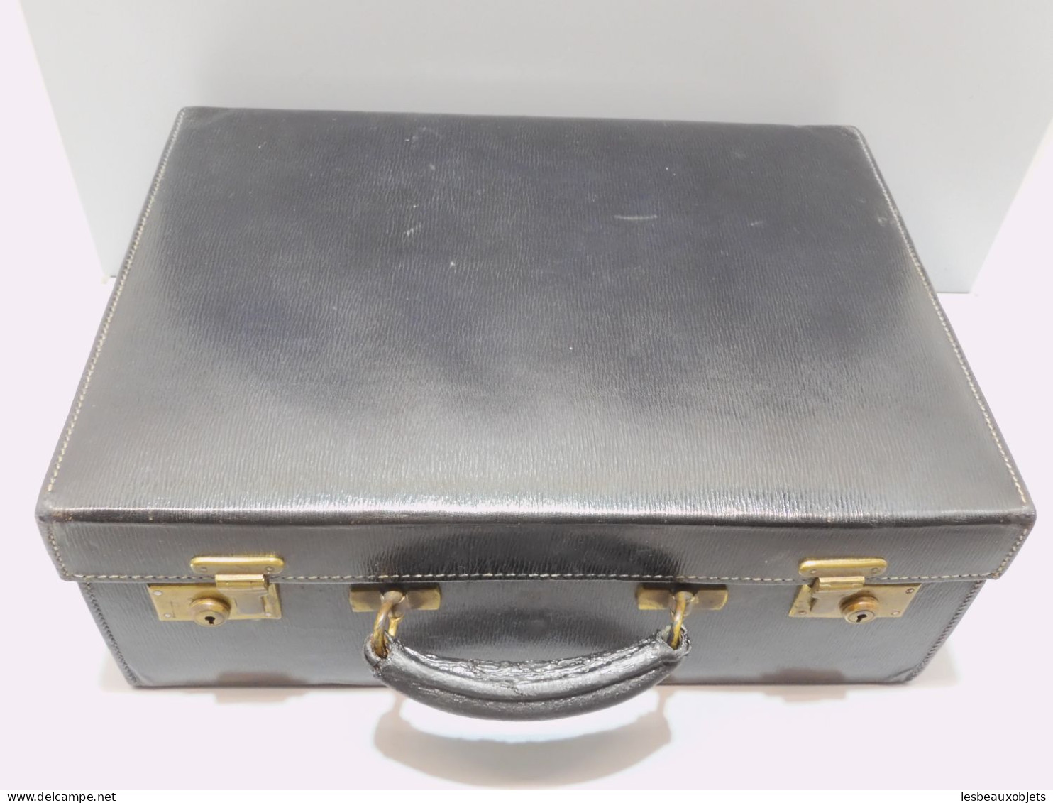 -ANCIENNE GRANDE VALISE TROUSSE De TOILETTE CUIR PIQURES SELLIER MAPPIN & WEBB     E - Other & Unclassified