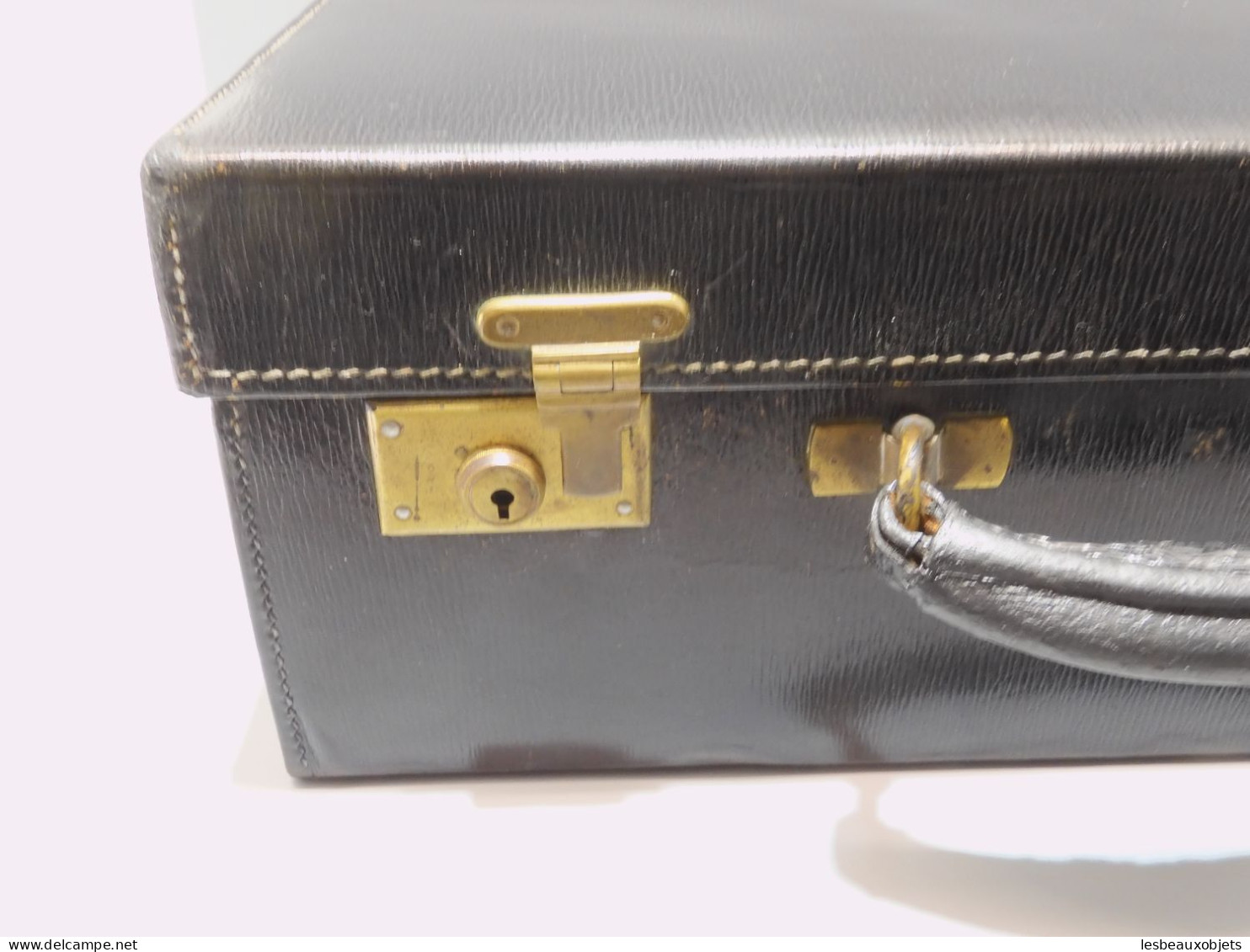 -ANCIENNE GRANDE VALISE TROUSSE De TOILETTE CUIR PIQURES SELLIER MAPPIN & WEBB     E - Autres & Non Classés