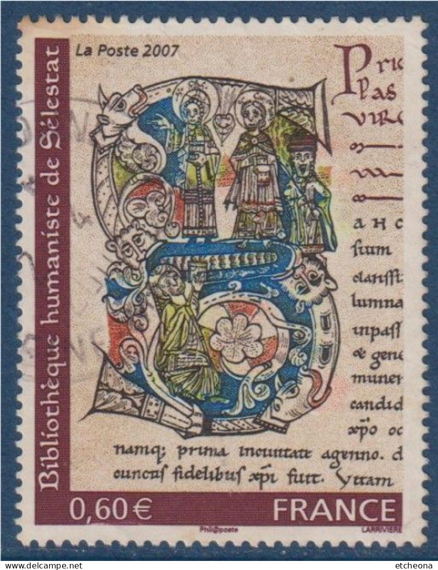 Bibliothèque Humaniste Sélestat Lettrine Enluminée Extraite Du Manuscrit Livre Des Miracles De Sainte Foy N4013 Oblitéré - Usati