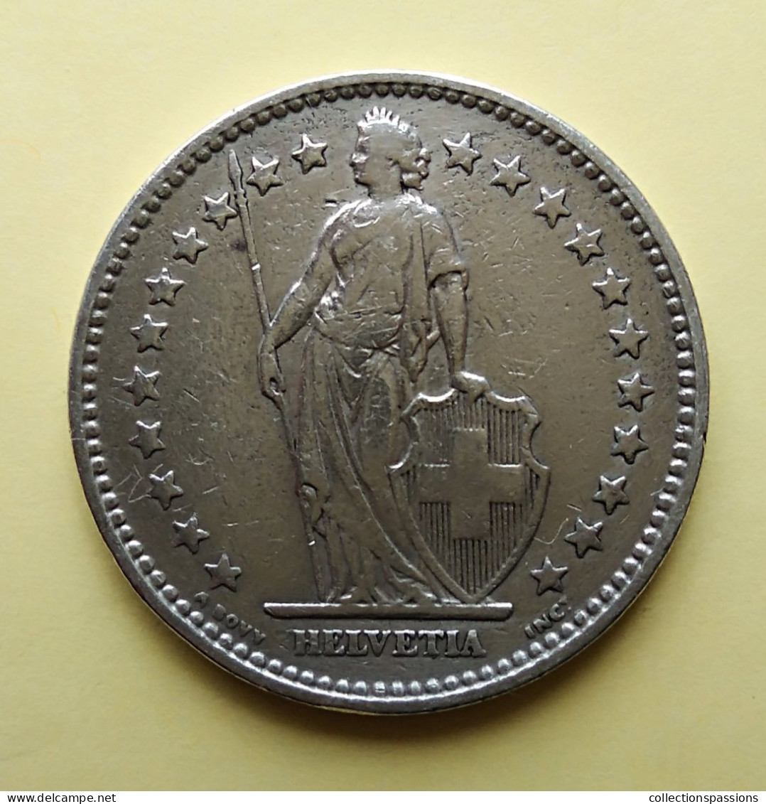 - SUISSE - 2 Francs - 1920 - Argent - - 2 Francs