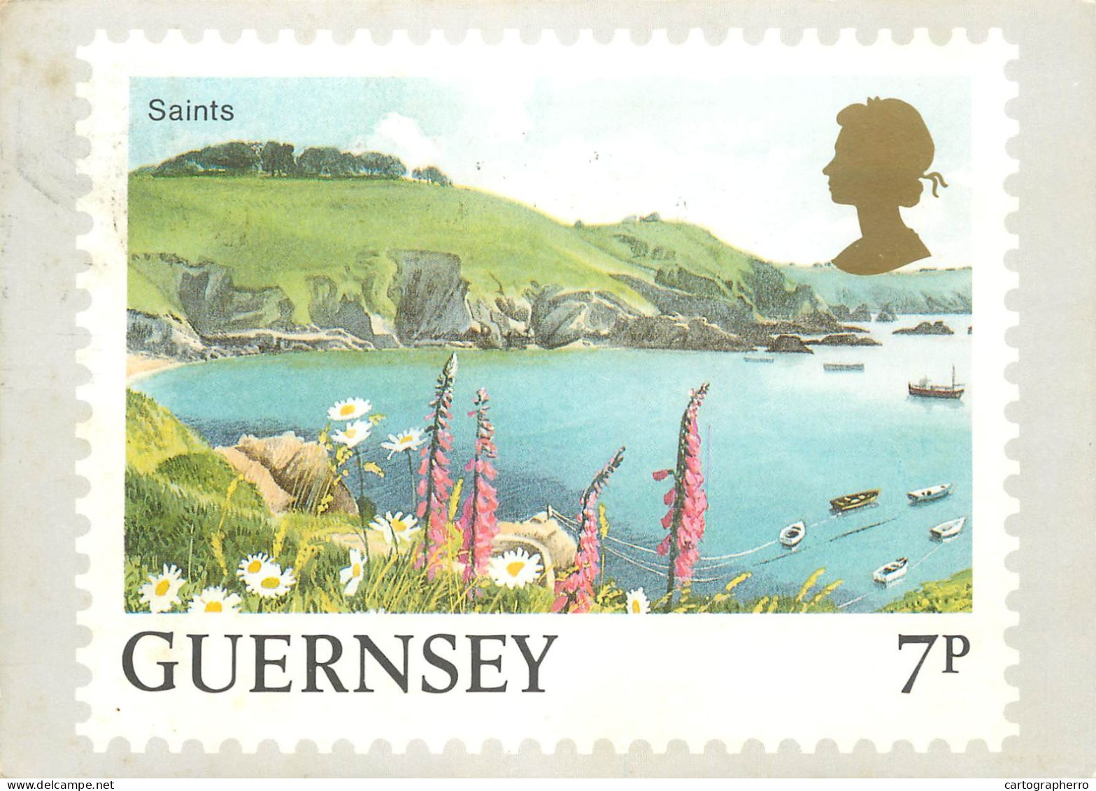 Navigation Sailing Vessels & Boats Themed Postcard Guernsey Harbour Stamp 7p - Segelboote