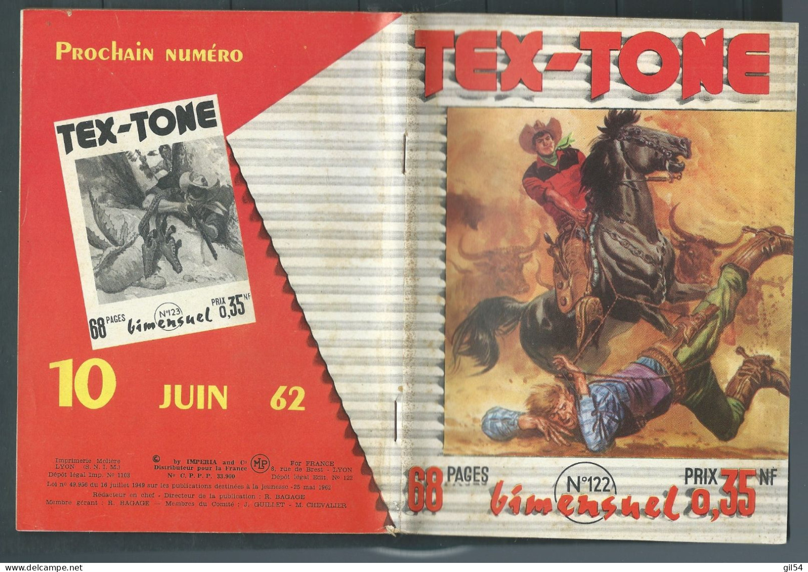 Tex-Tone  N° 122 - Bimensuel  " Main De Fer ; Le Revolté   " - D.L.  25 Mai 1962 - Tex0901 - Petit Format