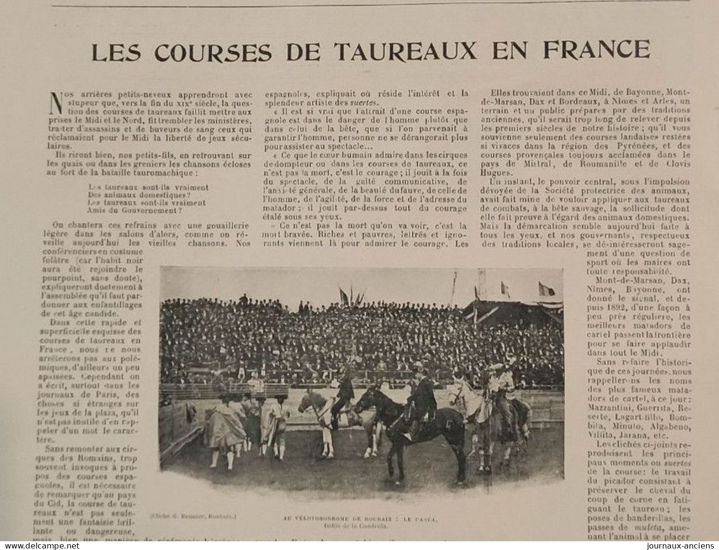 1899 LES COURSES DE TAUREAUX EN FRANCE - AU VÉLODROME DE ROUBAIX - Revue Sportive " LA VIE AU GRAND AIR " - Revues Anciennes - Avant 1900