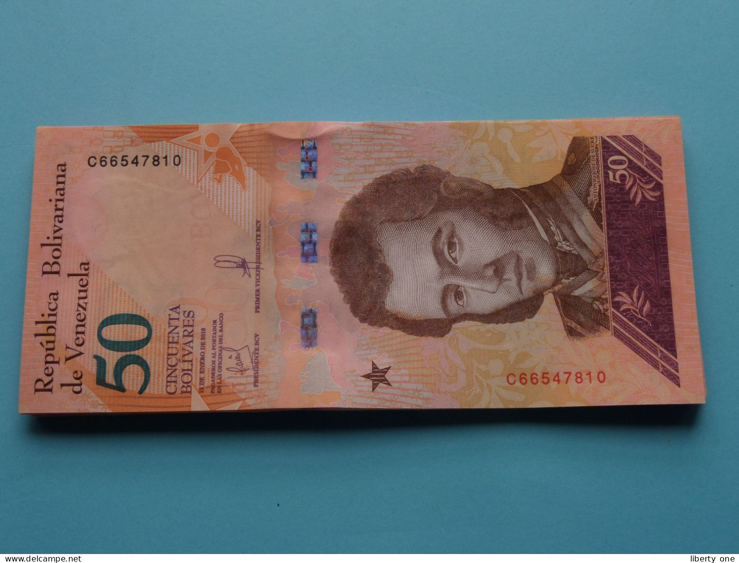 50 - Cincuenta Bolivares > 15 De Enero De 2018 > Republica Bolivariana De Venezuela ( For Grade, Please See Photo )! - Venezuela