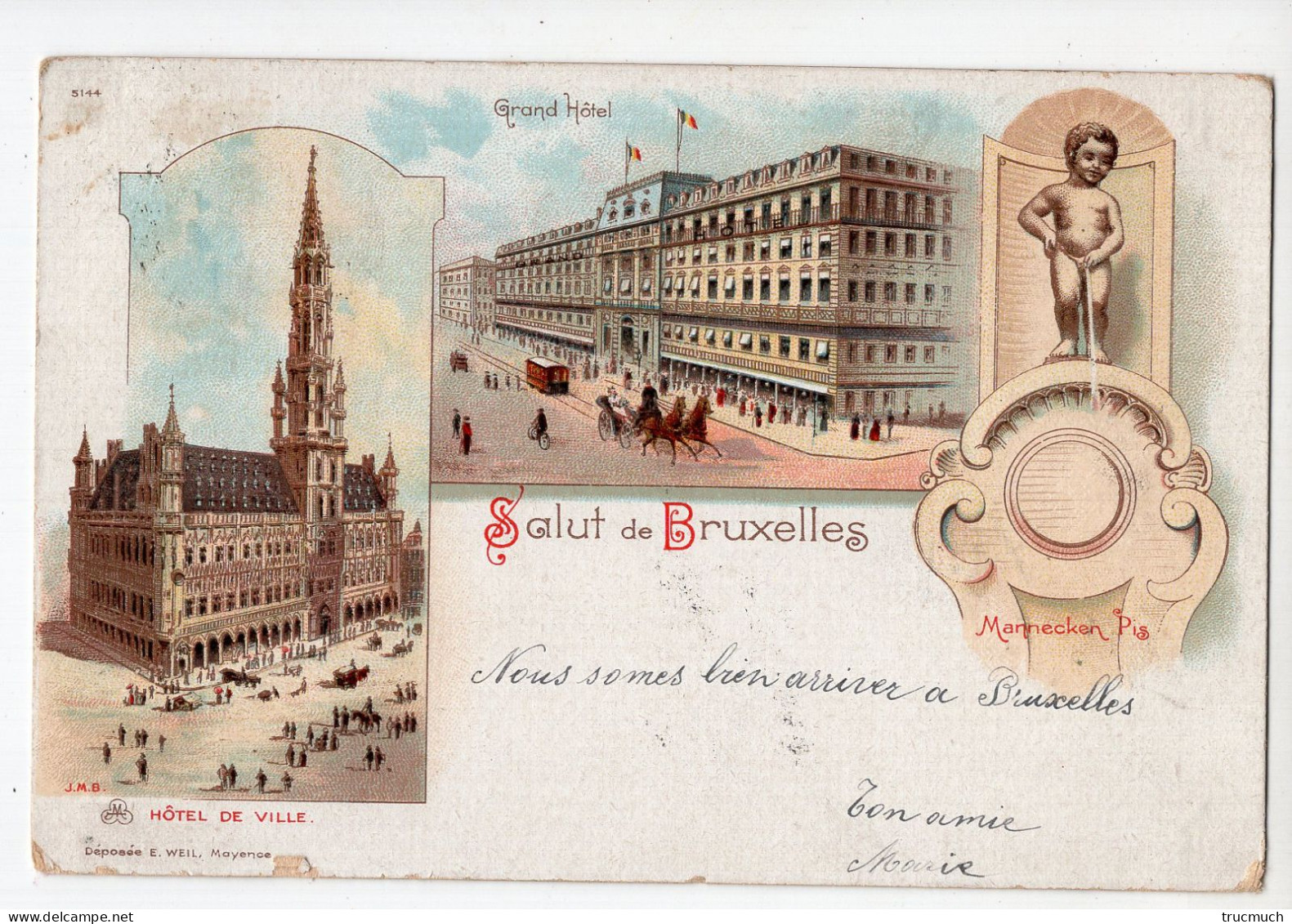 444 - Salut De BRUXELLES - Litho - 1897 - Mehransichten, Panoramakarten