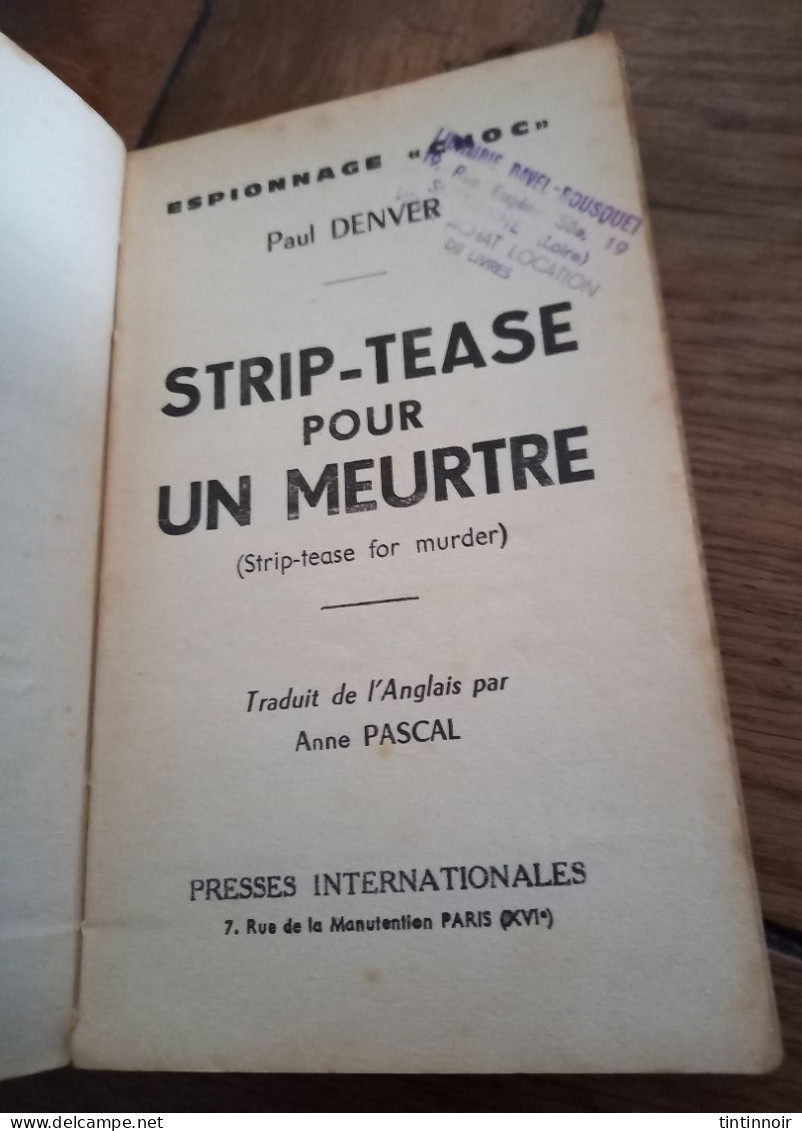 Strip-tease Pour Un Meurtre Denver N° 13  1963 Port Offert - Altri & Non Classificati
