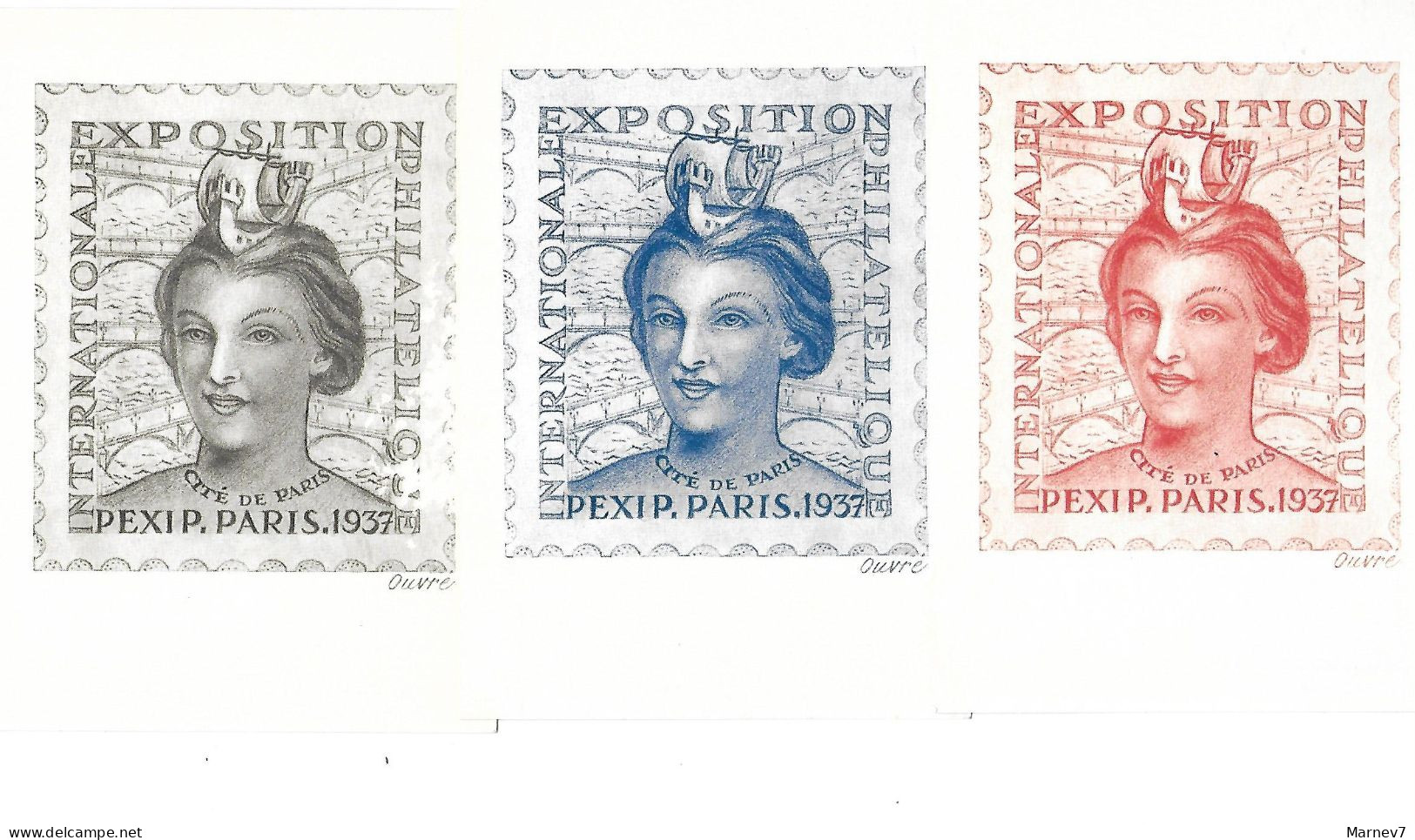 3 Entiers Avec Semeuse N°190 Et Vignette Expo Phila PEXIP 1937 Grand Palais - Cachet Hexagonal 22 6 37 PARIS - Neufs** - Storia Postale