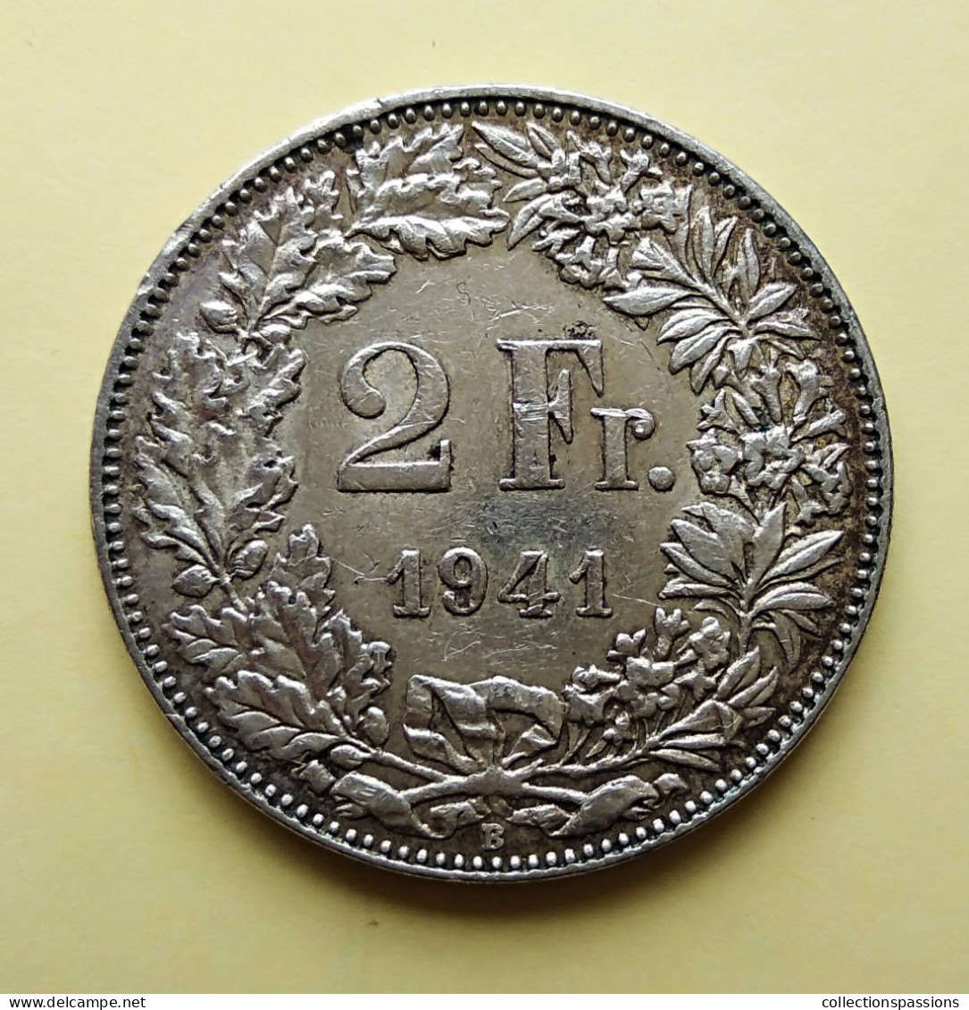 - SUISSE - 2 Francs - 1941 - Argent - - 2 Francs