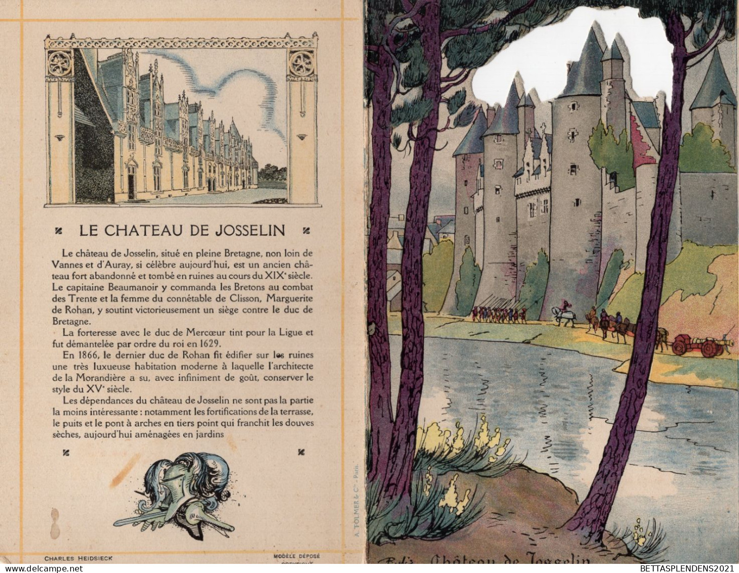 Menu 1913 En L'honneur De Mr JACK MAY - Illustration Le Château De JOSSELIN & Noce Bretonne - Menus