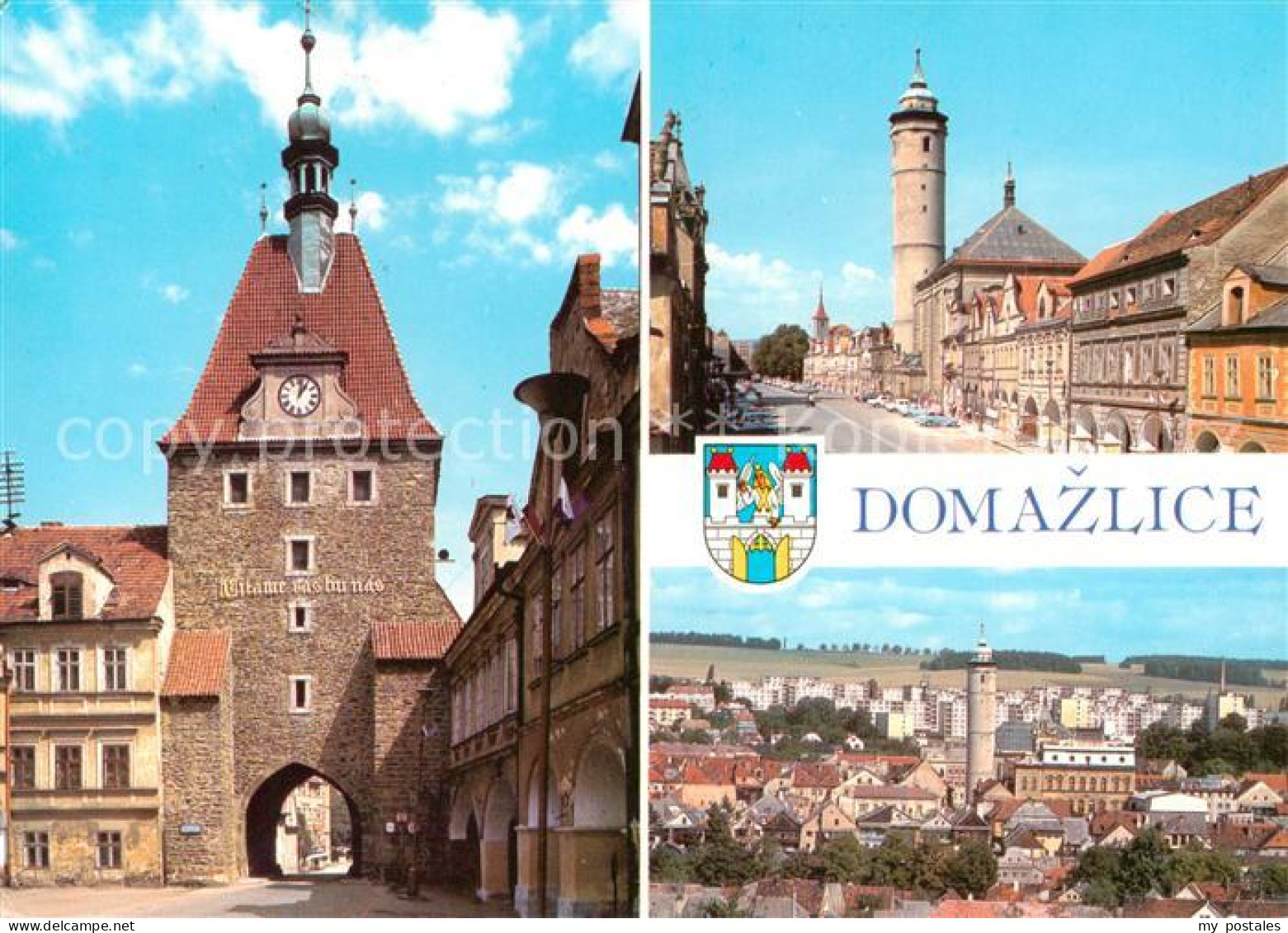 73790466 Domazlice CZ Stadttor Zentrum Turm Stadtpanorama  - Czech Republic