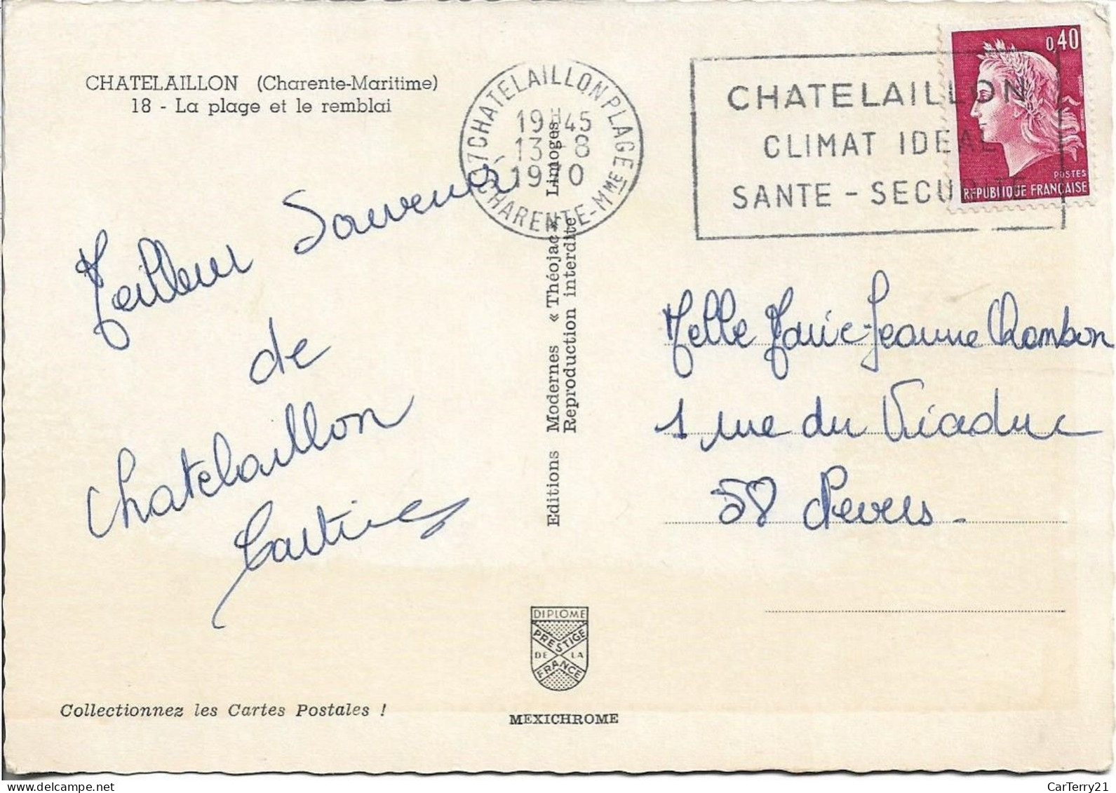 17 CHATELAILLON. LA PLAGE ET LE REMBLAI. 1970. - Châtelaillon-Plage