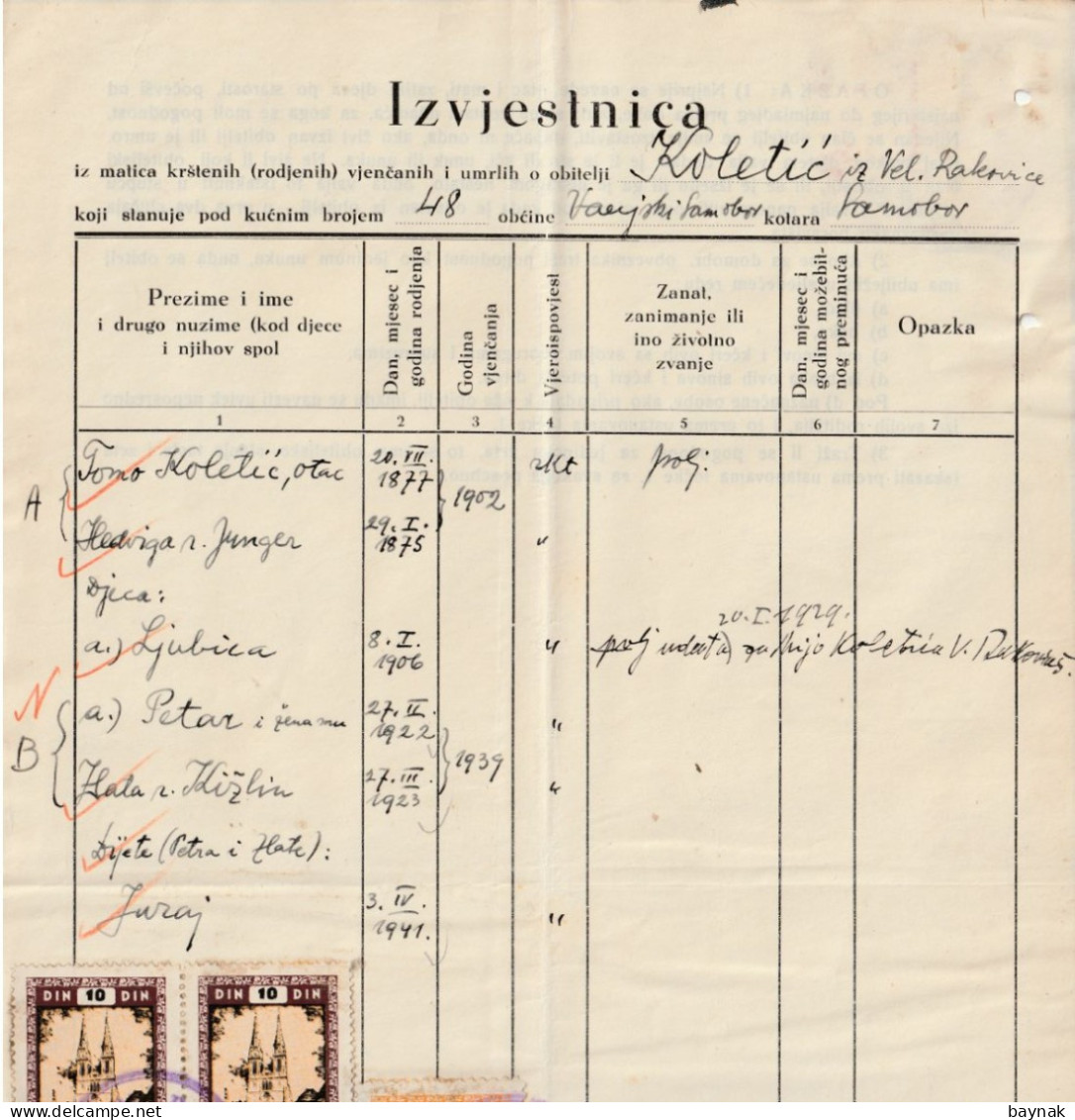 CROATIA  --  NDH  - NEZAVISNA DRZAVA HRVATSKA -  VELIKA RAKOVICA -   TAX STAMP  - 5 X  BILJEG KATOLICKE CRKVE - 5, 10 Kn - Documents Historiques