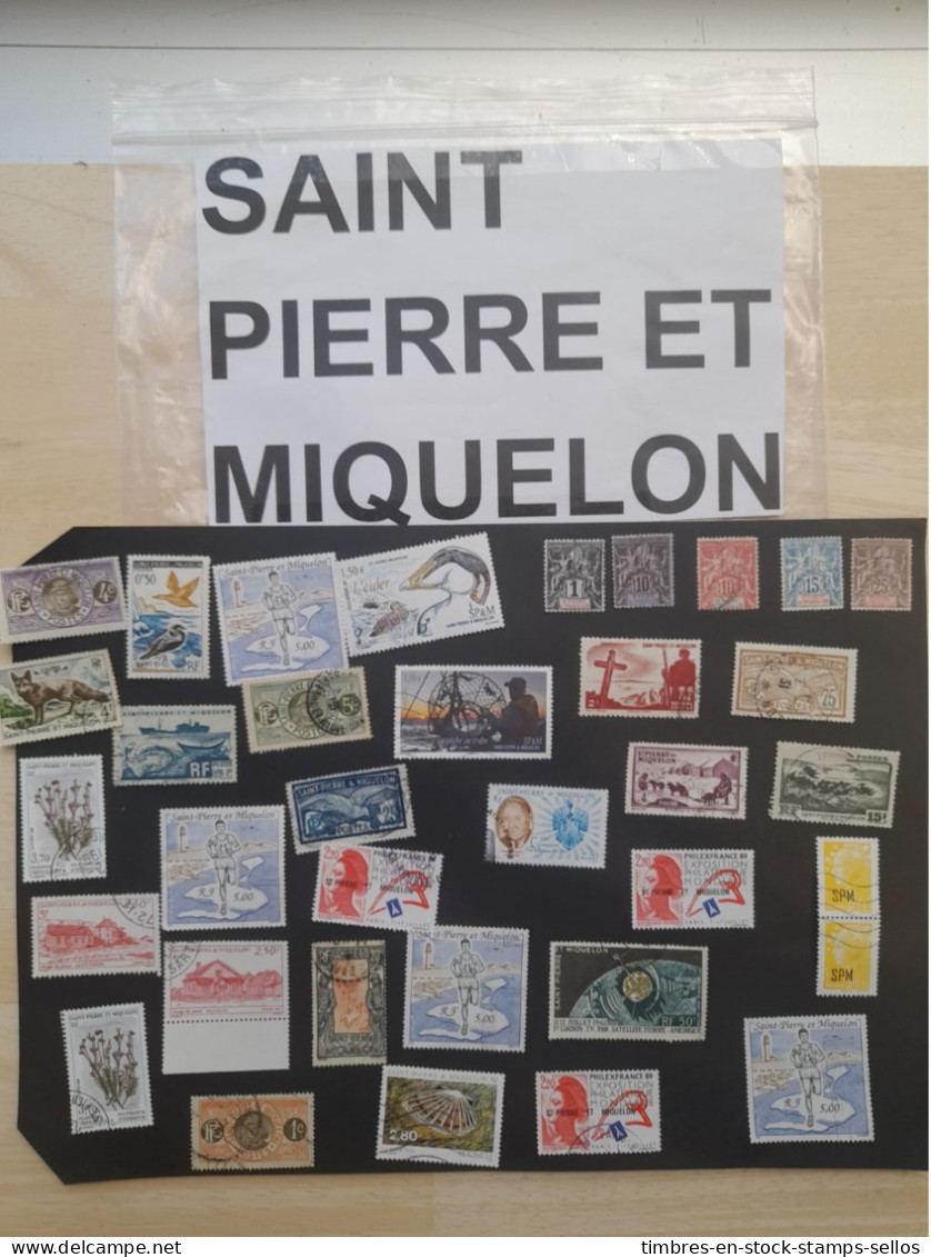 SAINT PIERRE ET MIQUELON ,VRAC DECOLLES ETAT NEUF + OBLITERES + SUR FRAGMENTS 圣皮埃尔和密克隆群岛，散装分离全新状况 + 已取消 + 碎片 MINT + USED - Alla Rinfusa (max 999 Francobolli)