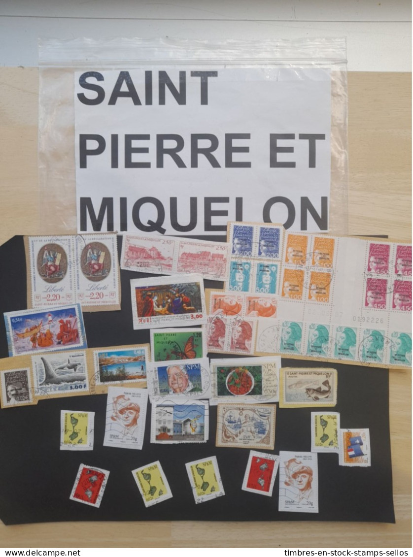 SAINT PIERRE ET MIQUELON ,VRAC DECOLLES ETAT NEUF + OBLITERES + SUR FRAGMENTS 圣皮埃尔和密克隆群岛，散装分离全新状况 + 已取消 + 碎片 MINT + USED - Lots & Kiloware (max. 999 Stück)