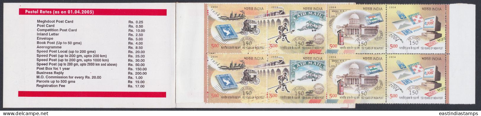 Inde India 2004 Mint Stamp Booklet Post, Postal Service, Aircraft, Airmail, Dak, Ship, Postbox, Train, Railway, Carriage - Other & Unclassified