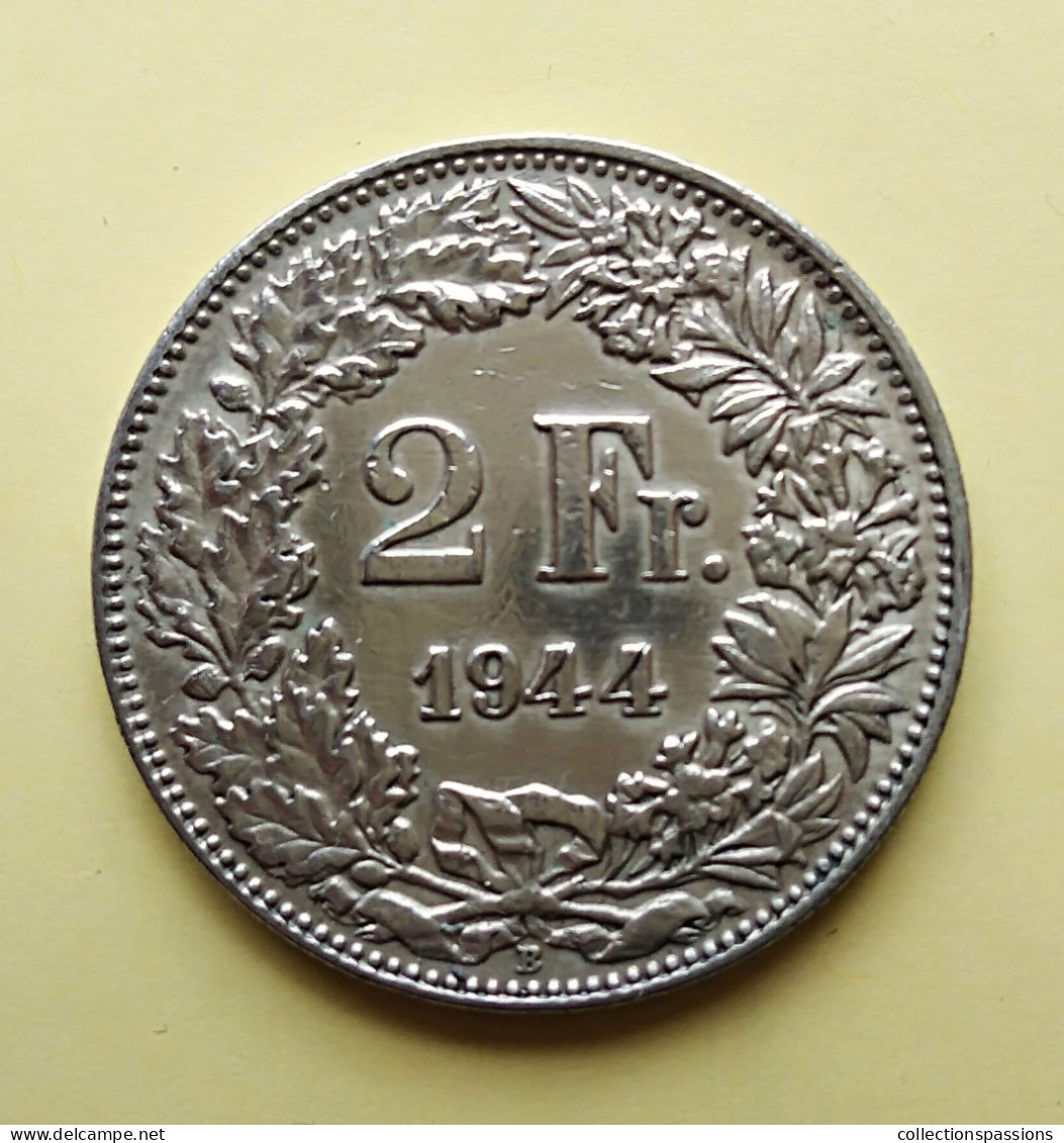 - SUISSE - 2 Francs - 1944 - Argent - - 2 Francs