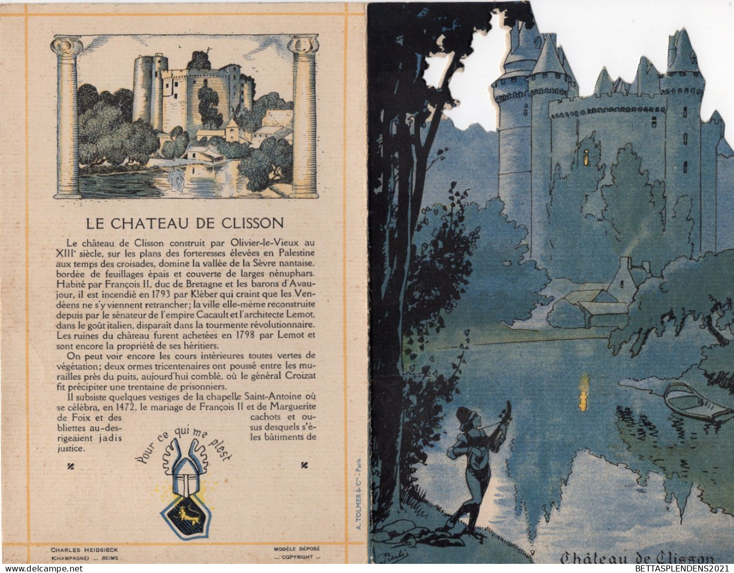 Menu 1913 En L'honneur De Mr JACK MAY - Illustration Le Château De CLISSON & Le Tournoi - Menú