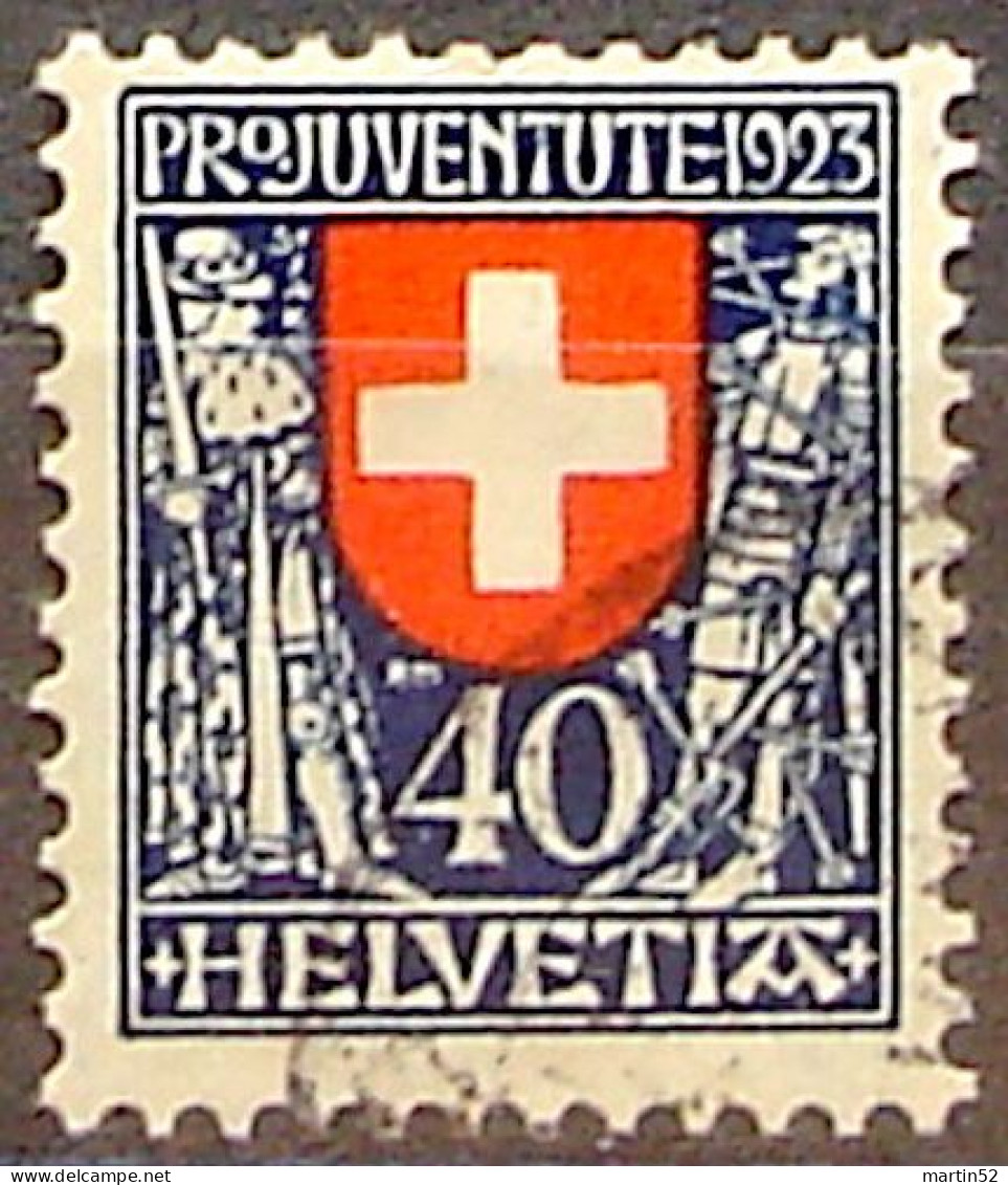 Schweiz Suisse Pro Juventute 1923: Kaiser+Soldat Zu WI 28 Mi 188 Yv 195 Mit Unlesbarem Eck-Stempel (Zumstein CHF 75.00) - Gebraucht