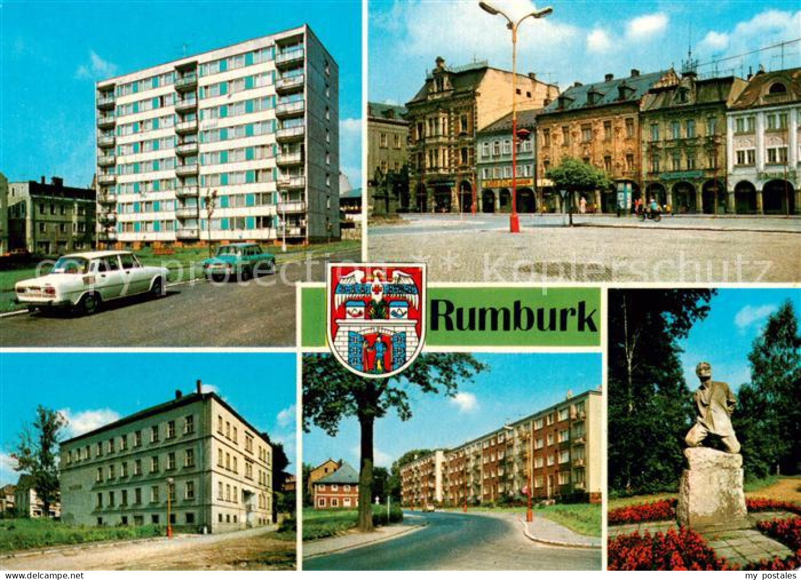 73790384 Rumburk Rumburg CZ Neubau Hochhaus J. Fucika Platz Altstadt Museum Wohn - Czech Republic