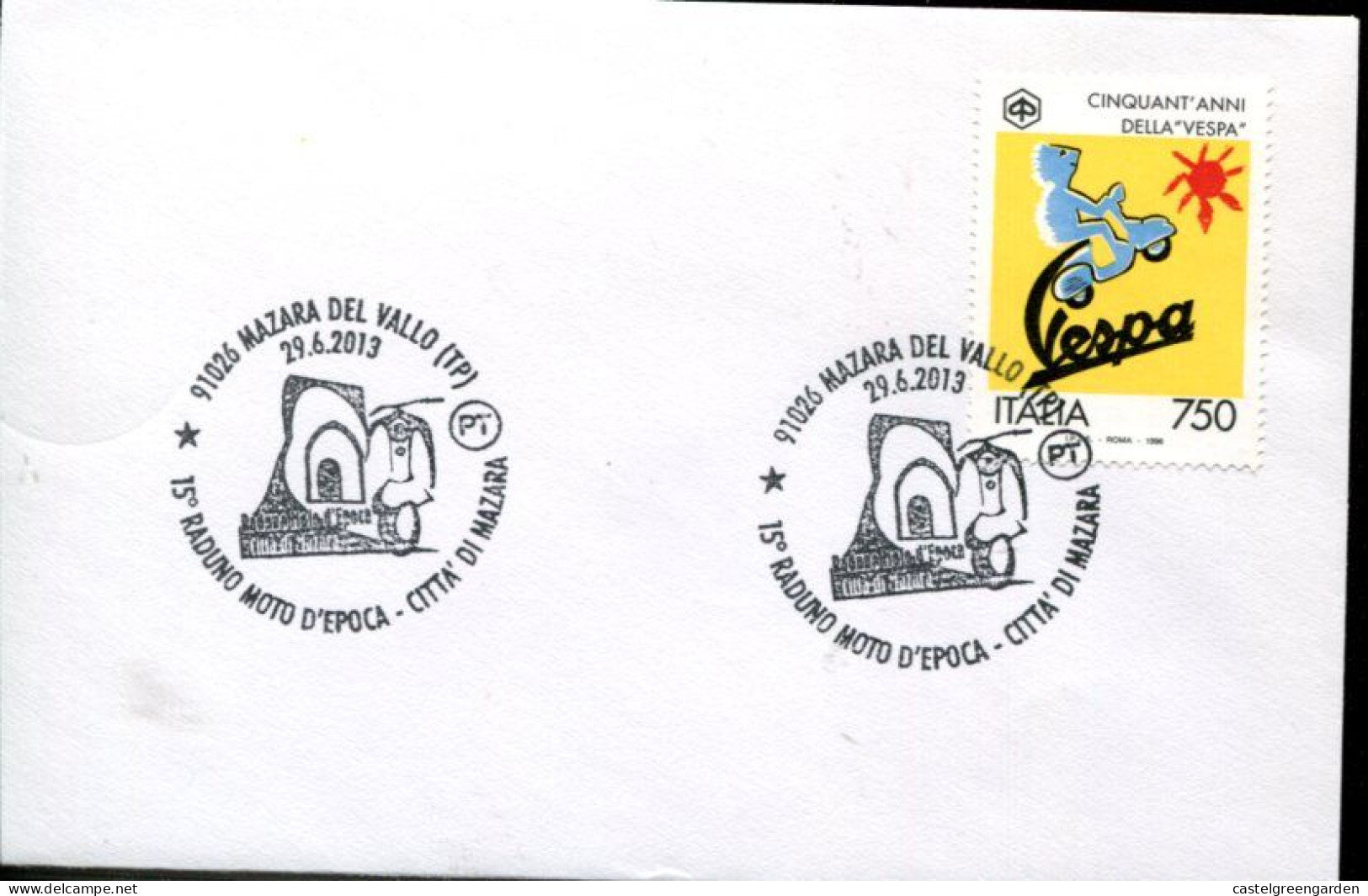 X0233 Italia Special Postmark 2013 Mazara Del Vallo, Club  Moto Vespa, Meeting - Motorfietsen