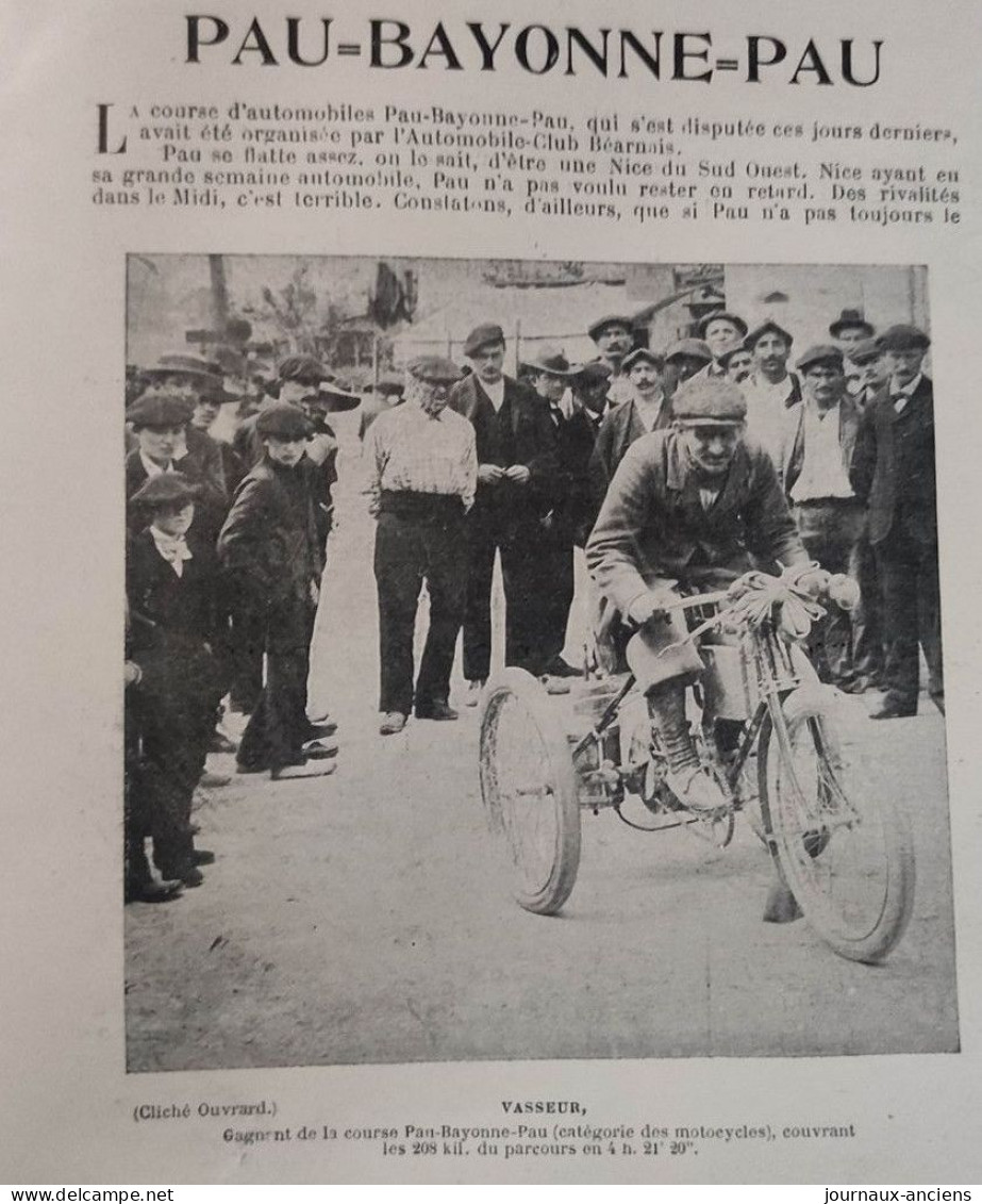 1899 COURSE AUTOMOBILES - PAU = BAYONNE = PAU - AUTOMOBILE CLUB BÉARNAIS - LA VIE AU GRAND AIR - Revues Anciennes - Avant 1900