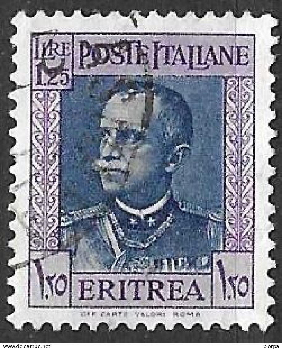 ERITREA - 1931 - RE VITTORIO EMANUELE - LIRE 1,25 - USATO (YVERT 193 - MICHEL 204 - SS 201) - Erythrée
