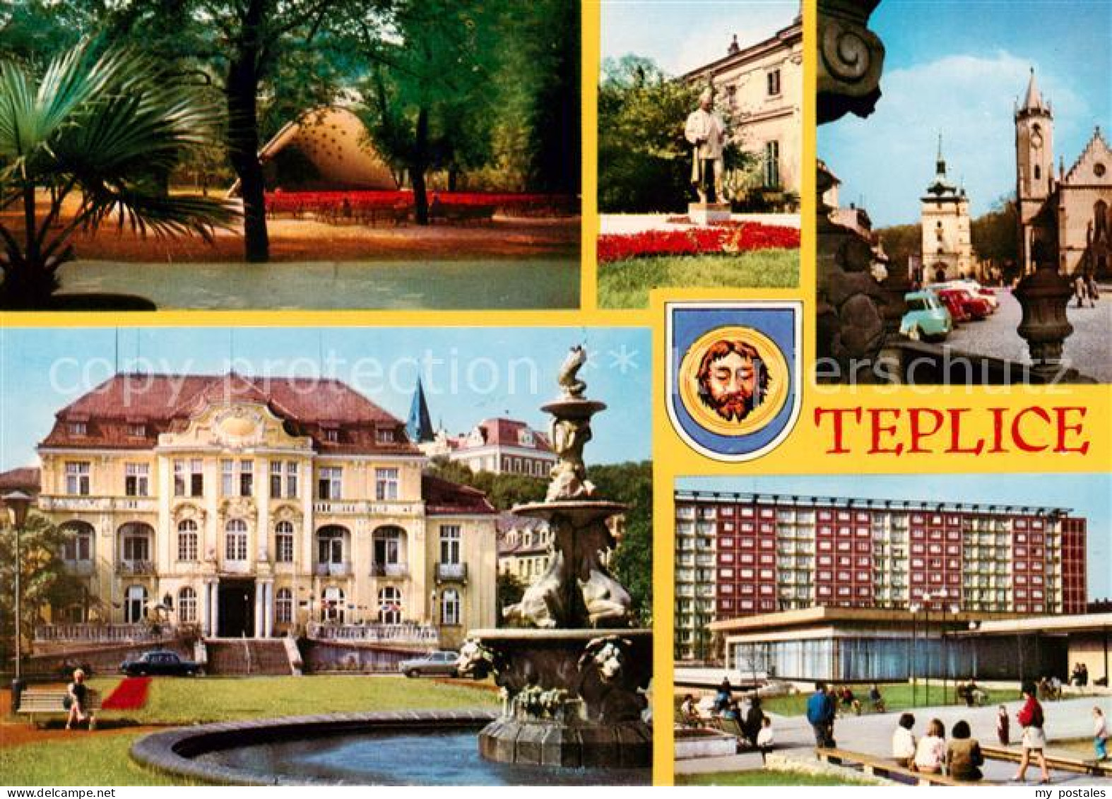 73790217 Teplice  Teplitz-Schoenau CZ Kurpark Gottwald Denkmal Brunnen Schloss W - Tschechische Republik