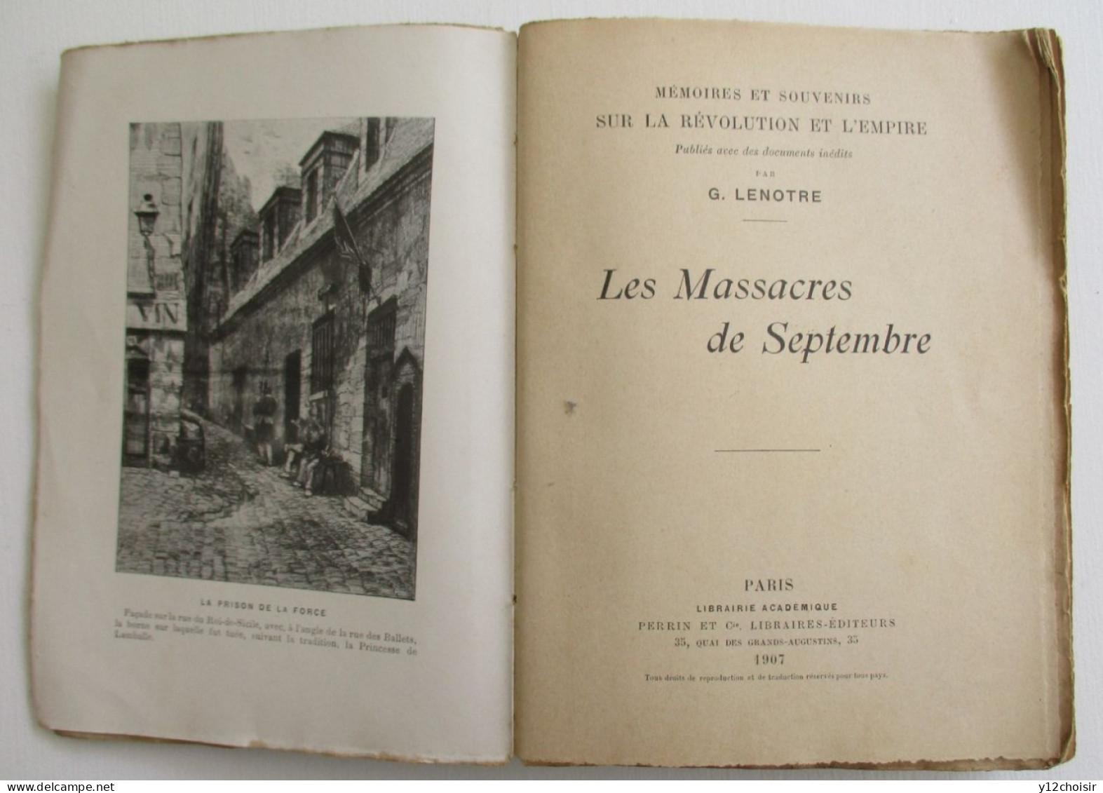 LIVRE 1907 LES MASSACRES DE SEPTEMBRE 1792 MEMOIRES SOUVENIRS SUR LA REVOLUTION & L' EMPIRE DOC. INEDITS PAR G. LENOTRE - Histoire