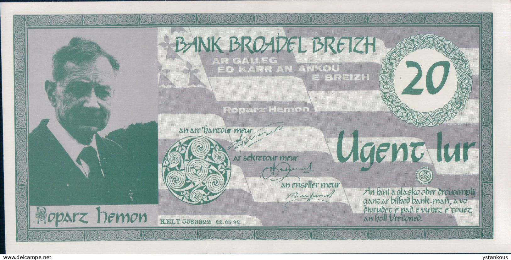 Billet De 20 Lur De La Bank Broadel Breizh. - Altri & Non Classificati