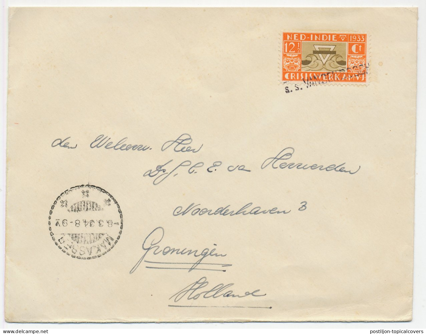 Ship Mail Netherlands Indies - Postmark S.s.VANDENBOSCH 1934 - Niederländisch-Indien
