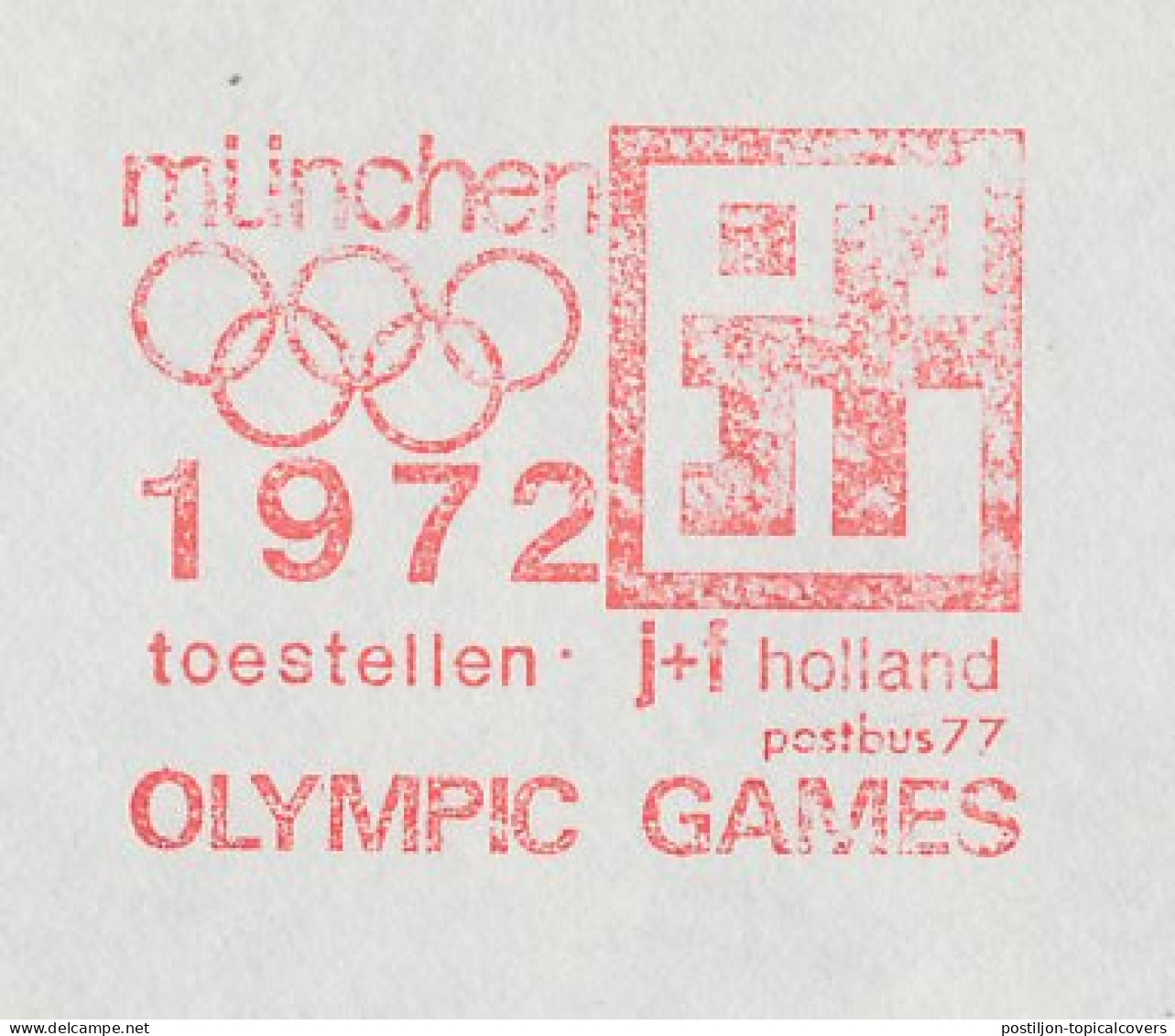 Meter Cover Netherlands 1972 Olympic Games Munchen 1972 - Helmond - Autres & Non Classés