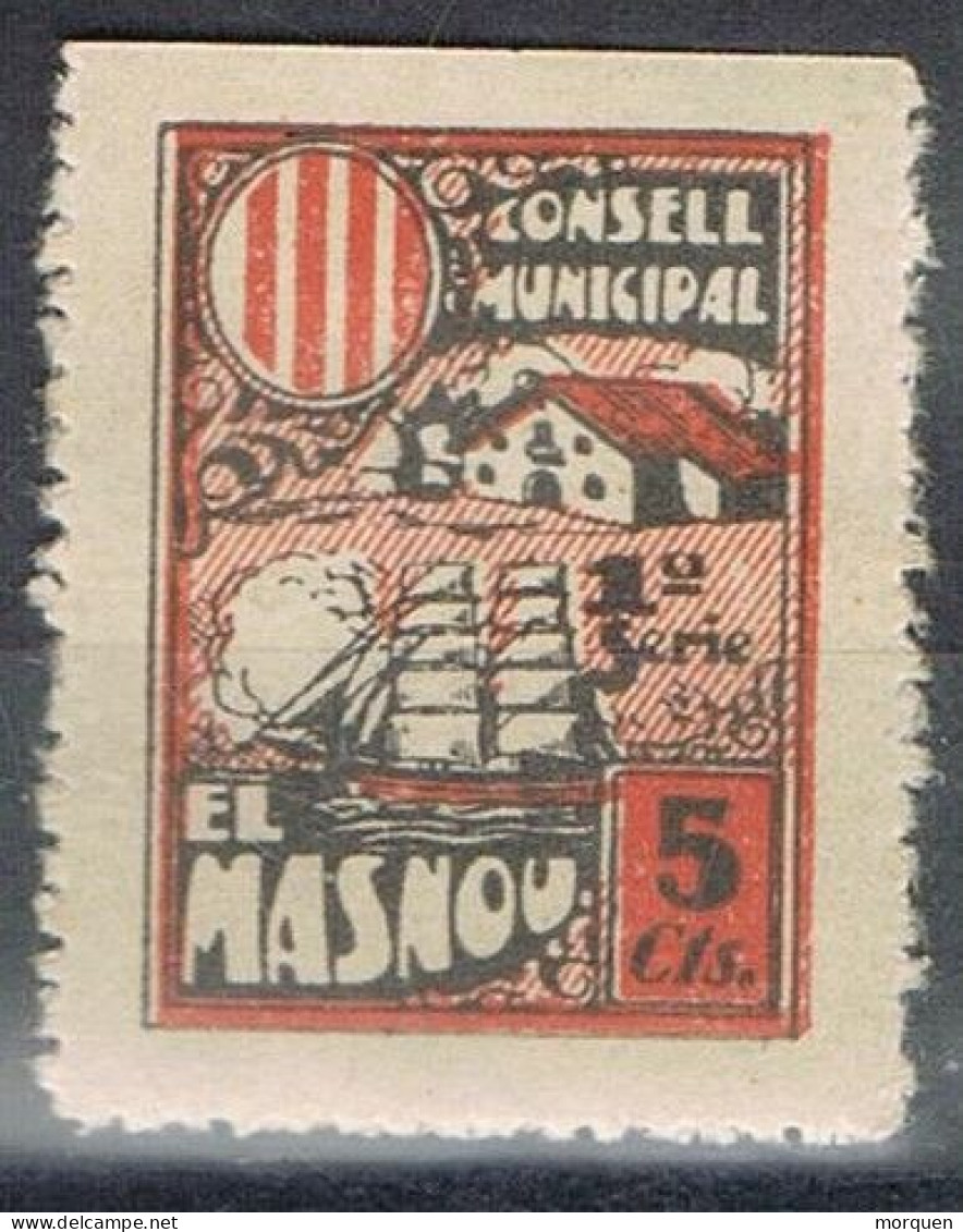 Sello Viñeta Fiscal Municipal , MASNOU (Barcelona) 5 Cts, Consell Municipal * - Revenue Stamps