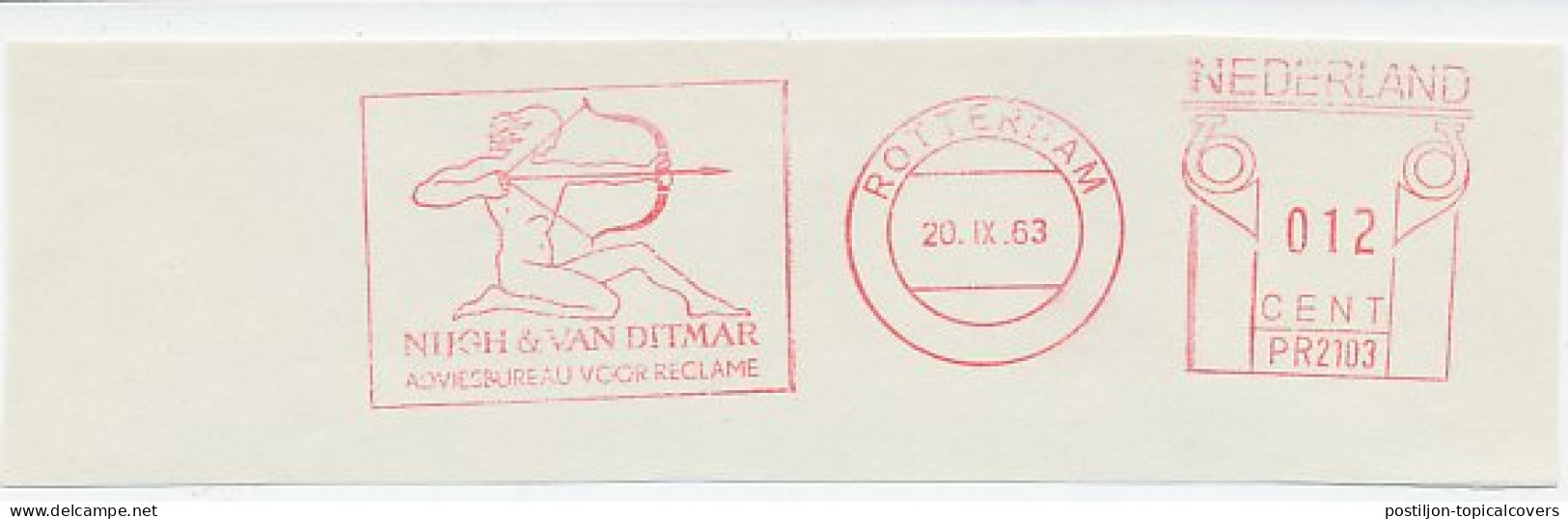 Meter Cut Netherlands 1963 Archery - Archer - Autres & Non Classés