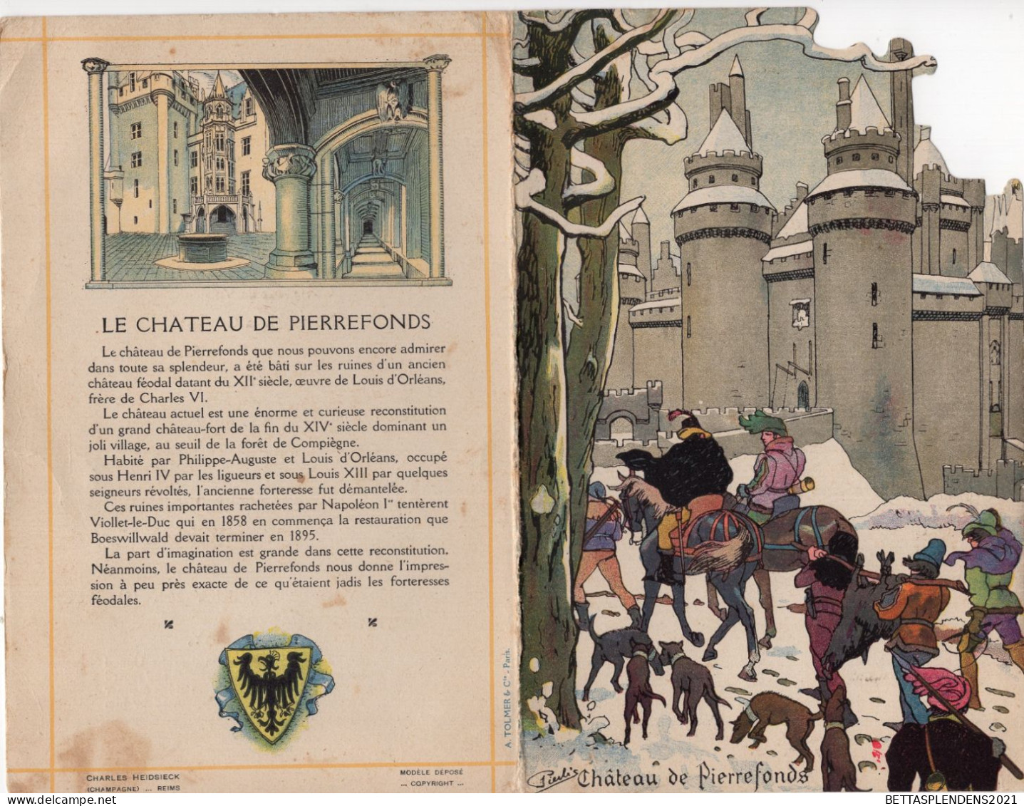 Menu 1913 En L'honneur De Mr JACK MAY - Illustration Le Château De PIERREFONDS & Le Récit Du Pélerin - Menus