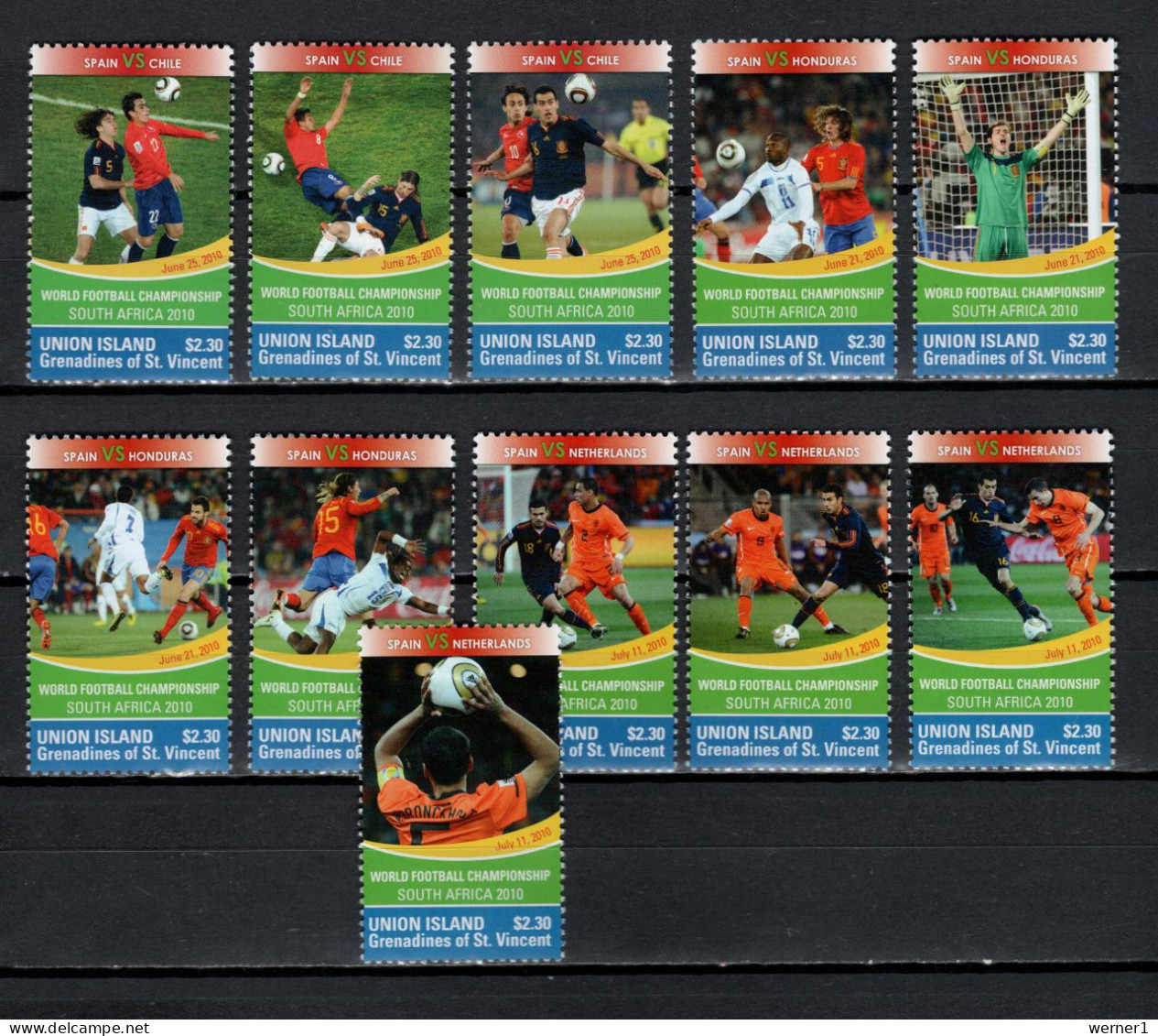St. Vincent - Grenadines Union Island 2011 Football Soccer World Cup Set Of 28 + S/s MNH - 2010 – South Africa