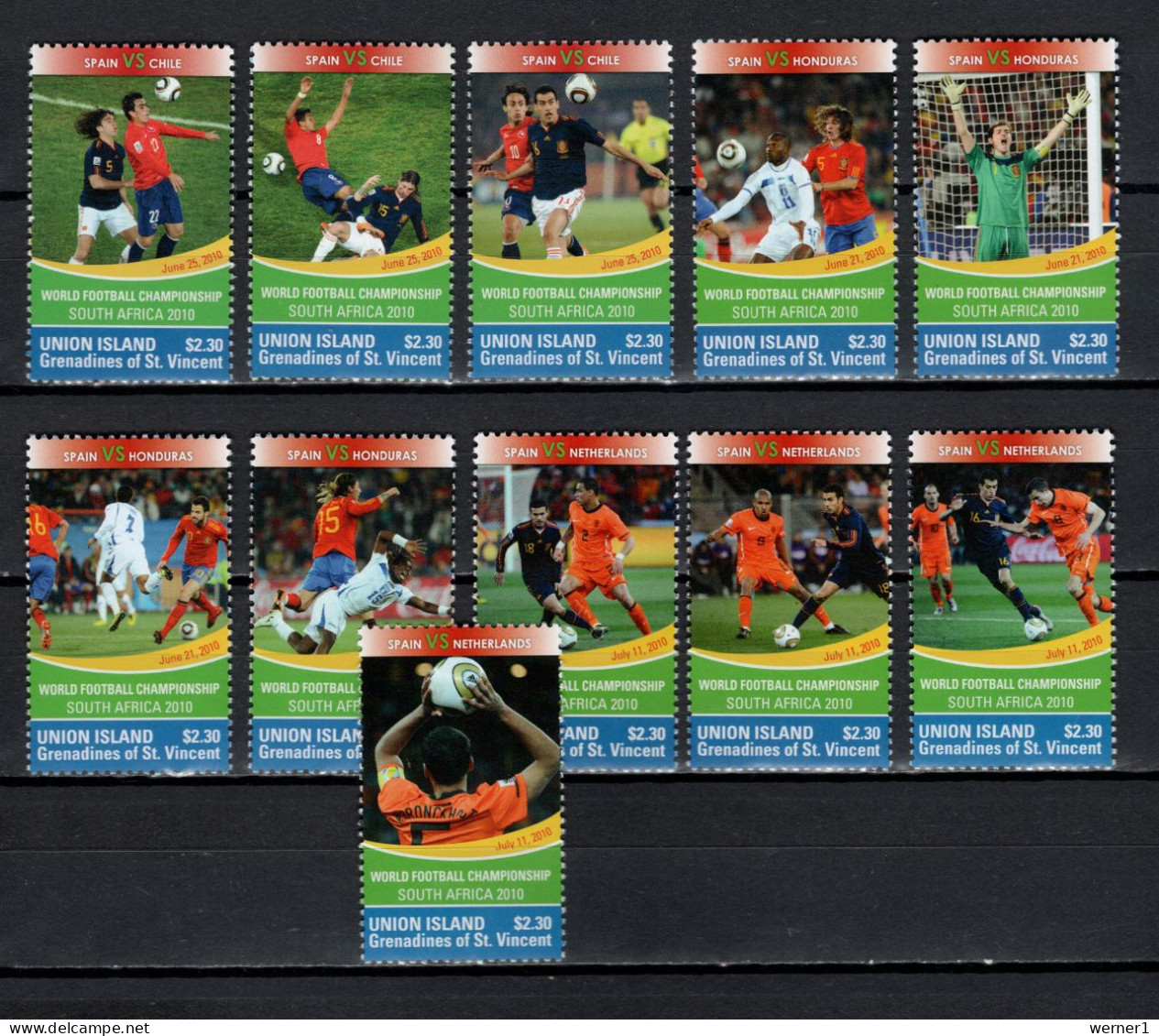 St. Vincent - Grenadines Union Island 2011 Football Soccer World Cup Set Of 28 + S/s MNH - 2010 – Südafrika