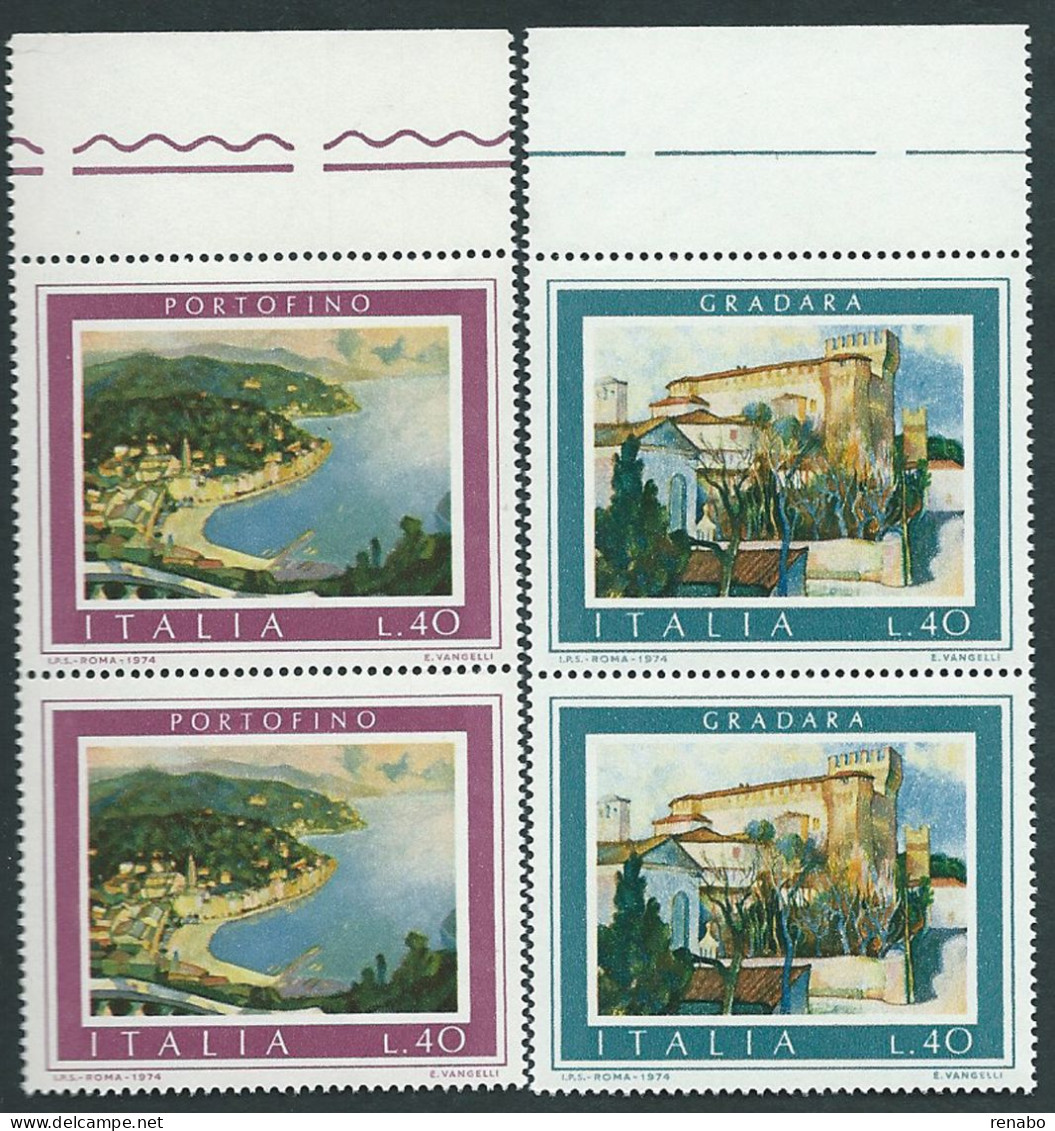 Italia, Italy, Italien, Italie 1974; Turistica, Serie Completa : Portofino + Gradara, In Coppie Di Bordo. - Autres & Non Classés