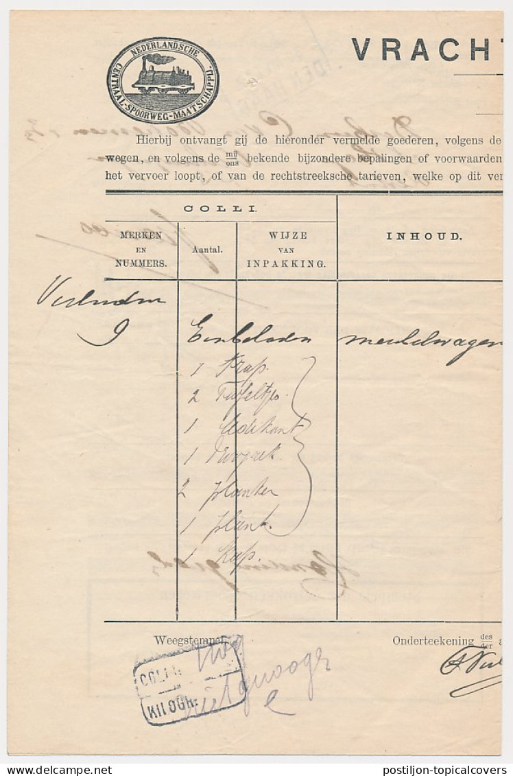 Vrachtbrief Ned. Centraal Spoorweg Maatschappij Zeist 1912 - Non Classificati