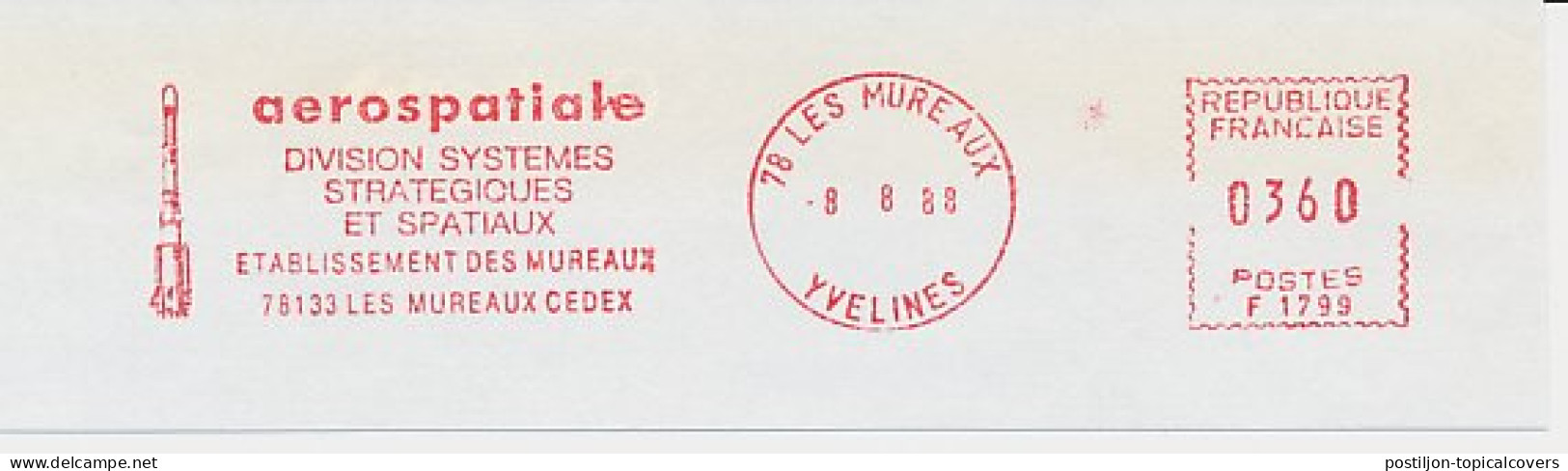 Meter Cut France 1988 Aerospace - Rocket - Sterrenkunde