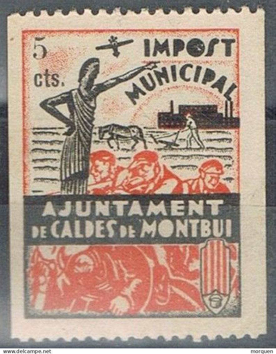 Sello Viñeta Fiscal Municipal , CALDAS De MONTBUI (Barcelona) 5 Cts, Impost Municipal * - Revenue Stamps