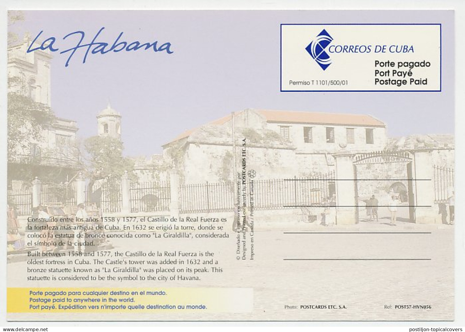 Postal Stationery Cuba Castillo De La Real Forza - Châteaux