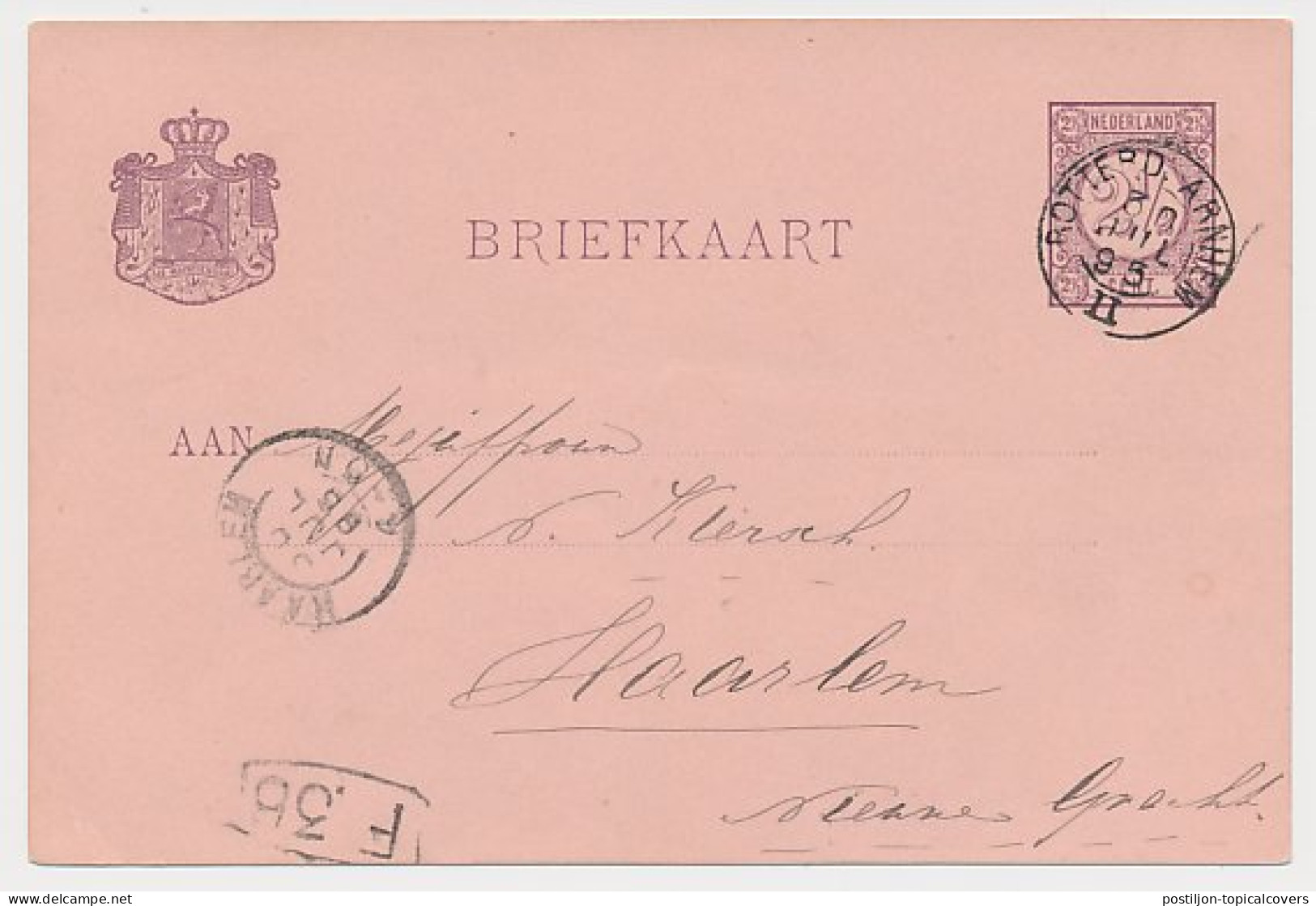 Gorinchem - Trein Kleinrondstempel Rotterdam - Arnhem II 1895 - Lettres & Documents