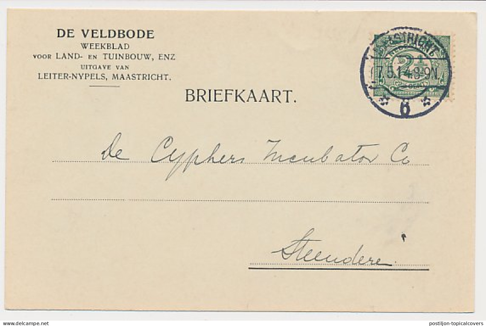 Firma Briefkaart Maastricht 1914 - De Veldbode - Weekblad - Non Classés