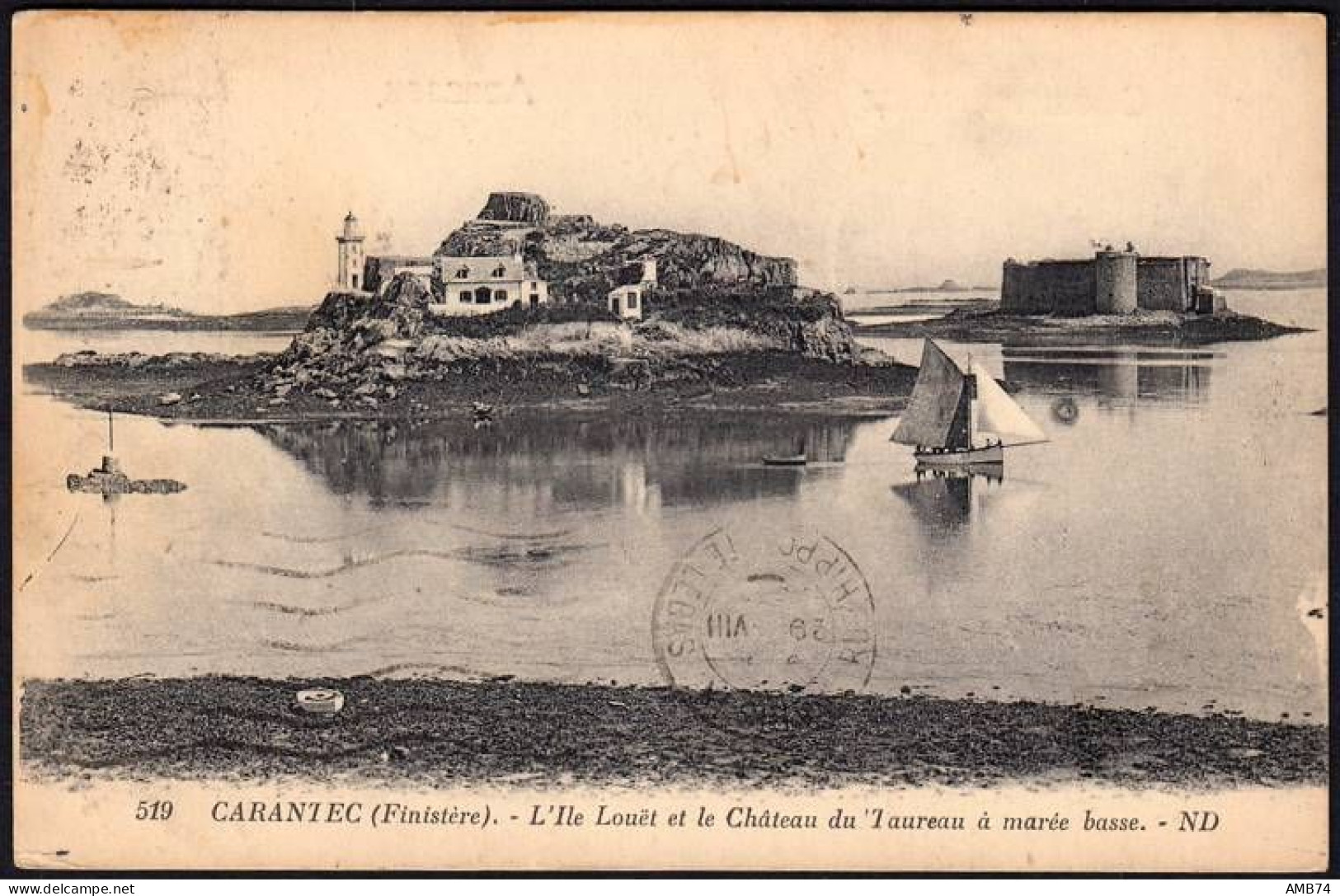 29-0019 - Carte Postale FINISTERE (29) - CARANTEC - L'ïle Louët Et Le Château Du Taureau à Marée Basse - Carantec