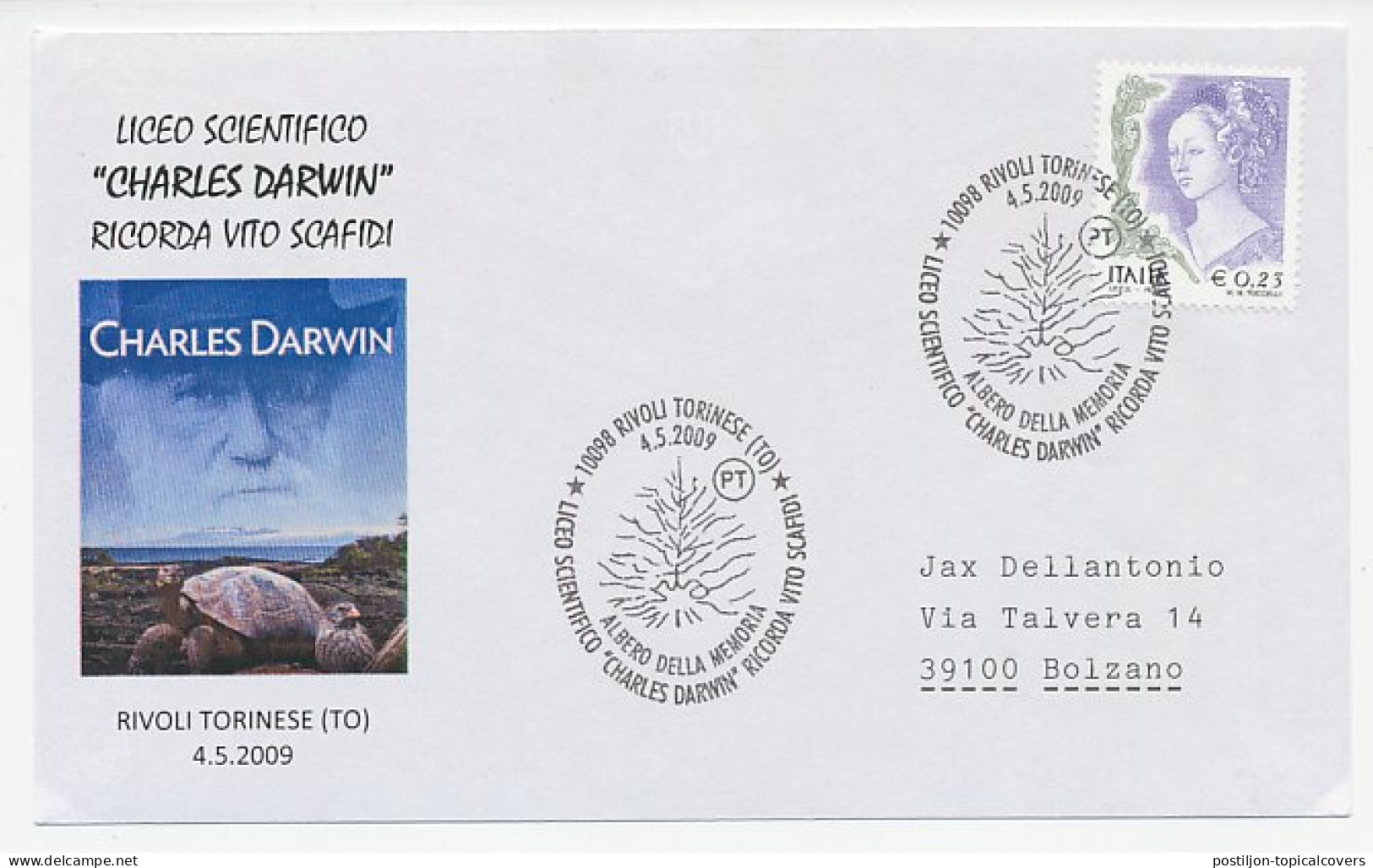 Cover / Postmark Italy 2009 Charles Darwin  - Altri & Non Classificati