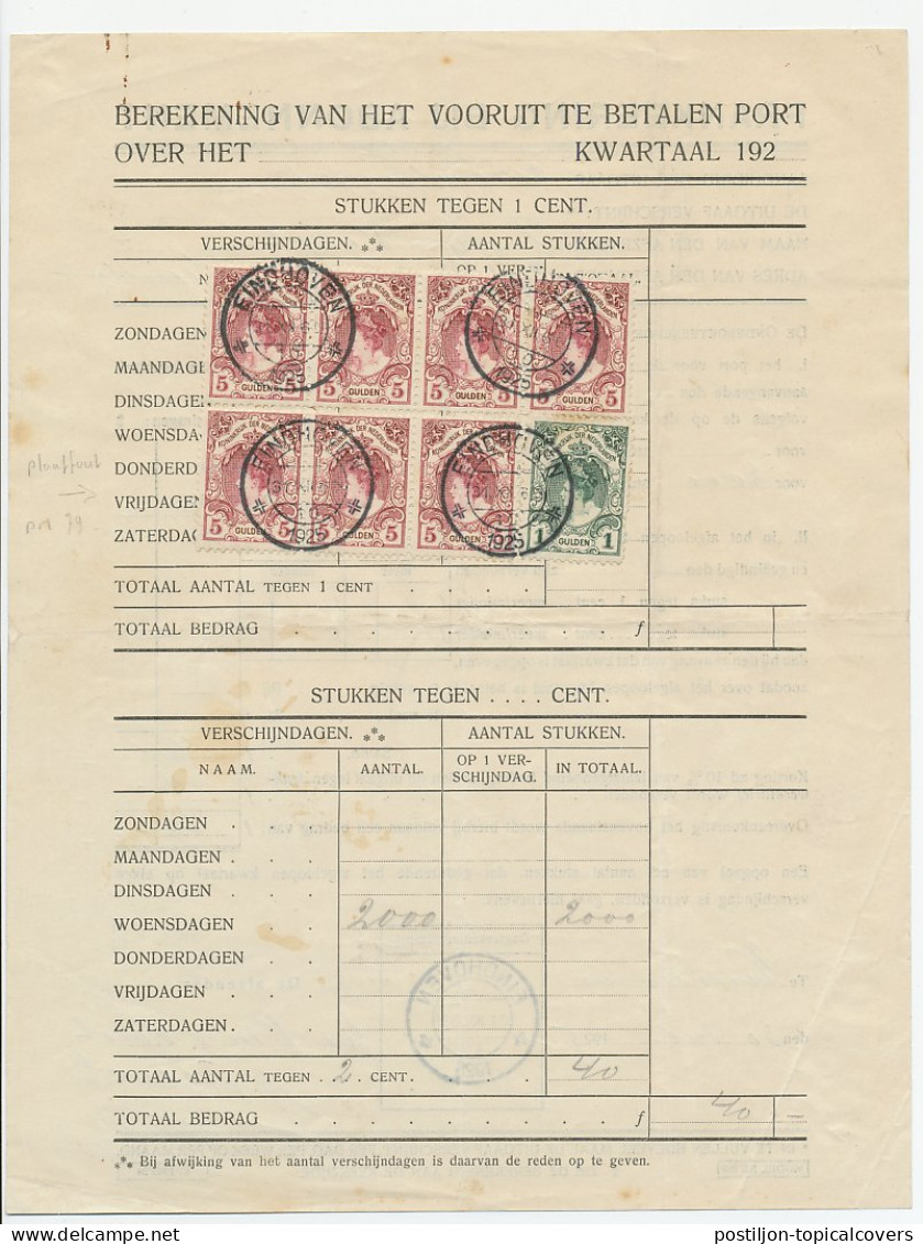 Em. Bontkraag Eindhoven 1925 - Frankering Bij Abonnement - Non Classificati