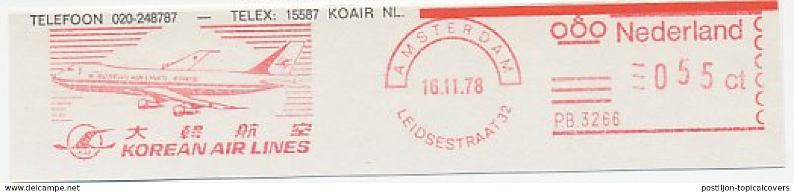 Meter Cut Netherlands 1978 ( Leidsestraat ) K.A.L. - Korean Air Lines  - Vliegtuigen