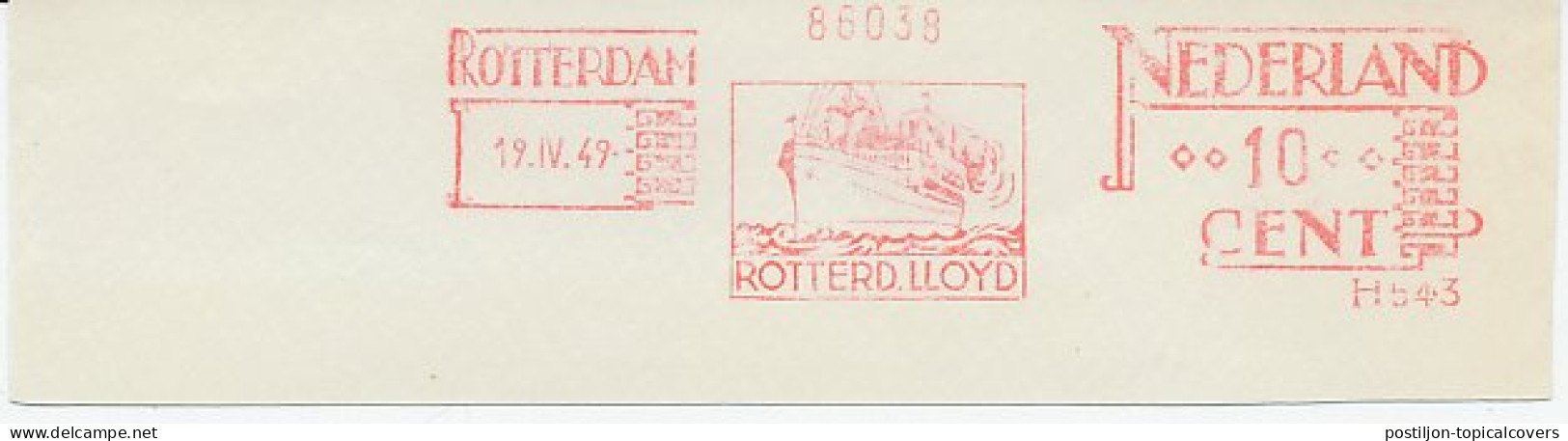 Meter Cut Netherlands 1949 Ocean Liner - Rotterdamsche Lloyd - Barche