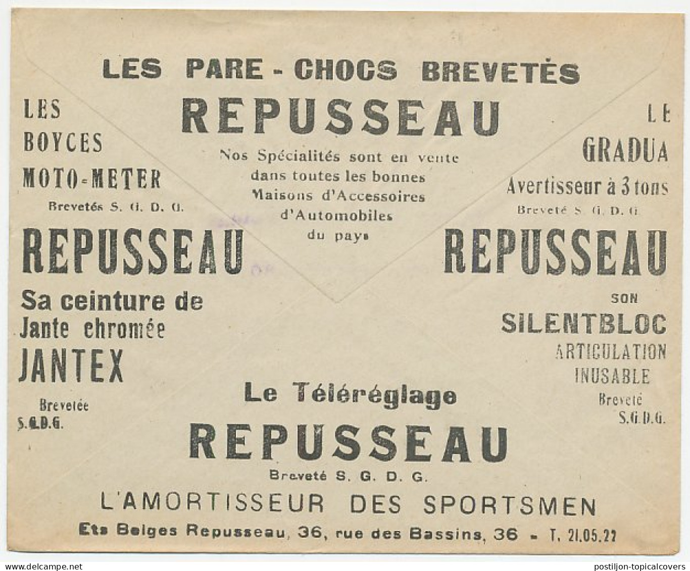 Postal Cheque Cover Belgium 1934 Motorcycle Parts - Motorbikes