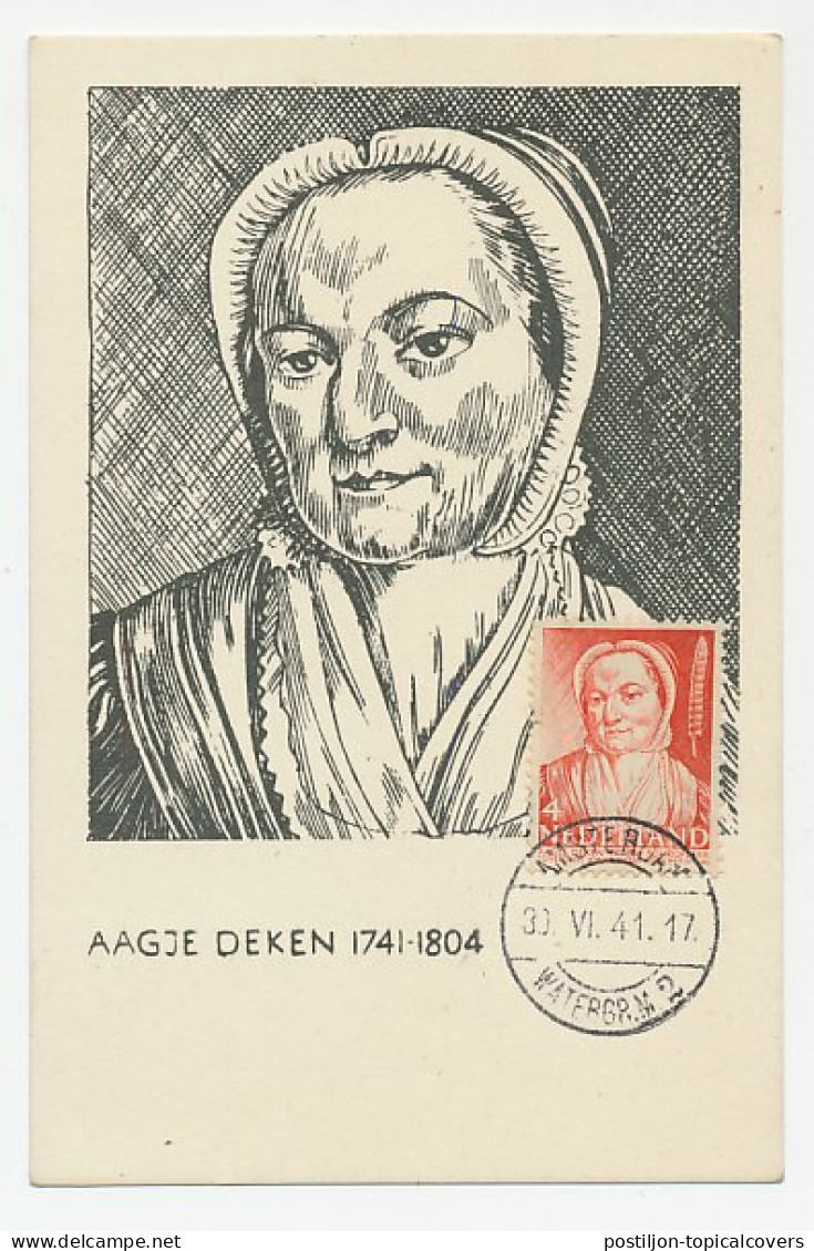 Maximum Card Netherlands 1941 Aagje Deken - Writer - Schrijvers